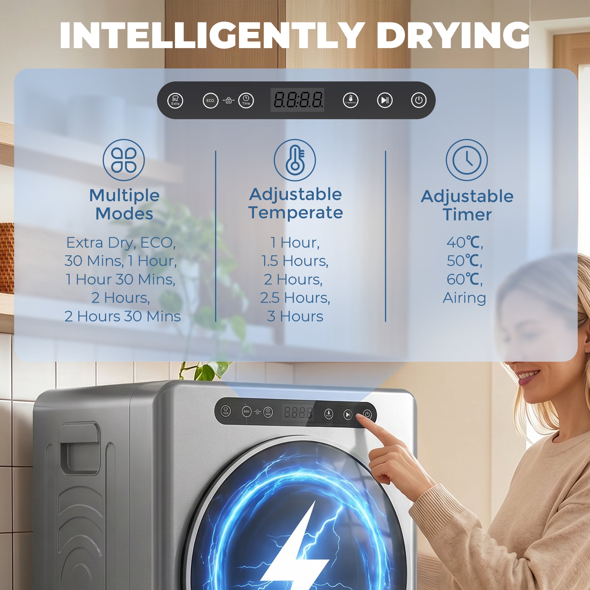 HOMCOM 5 kg Compact 40-60℃  Tumble Dryer - Silver Tone