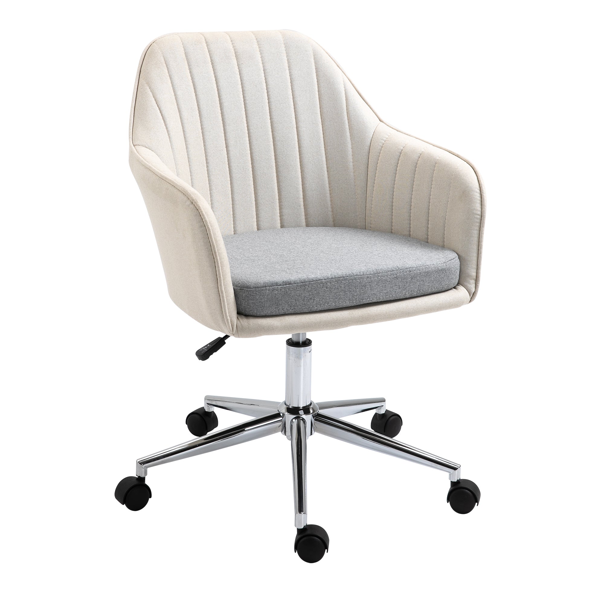 Vinsetto Home Office Chair Comfortable Computer Desk Chair Swivel Task Chair with Golden Base, Vanity Chair for Teens Adults Bedroom, Beige - North Peak Garden Furniture