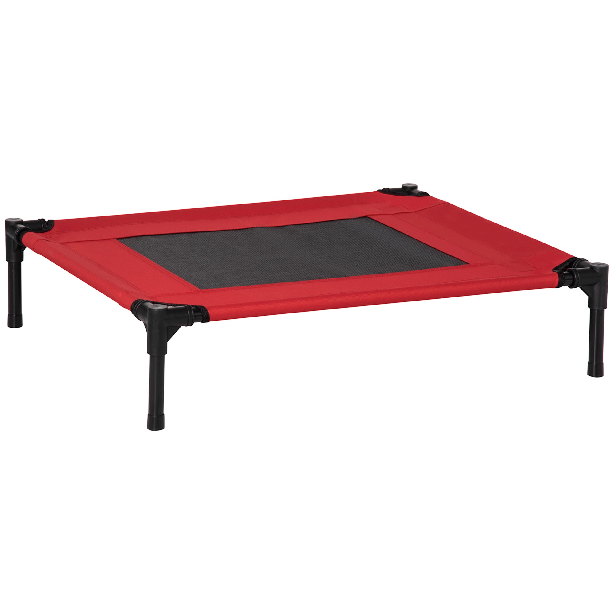 PawHut Raised Dog Bed Cat Elevated Lifted Portable Camping w/ Metal Frame Black and Red (Medium) - North Peak Garden Furniture