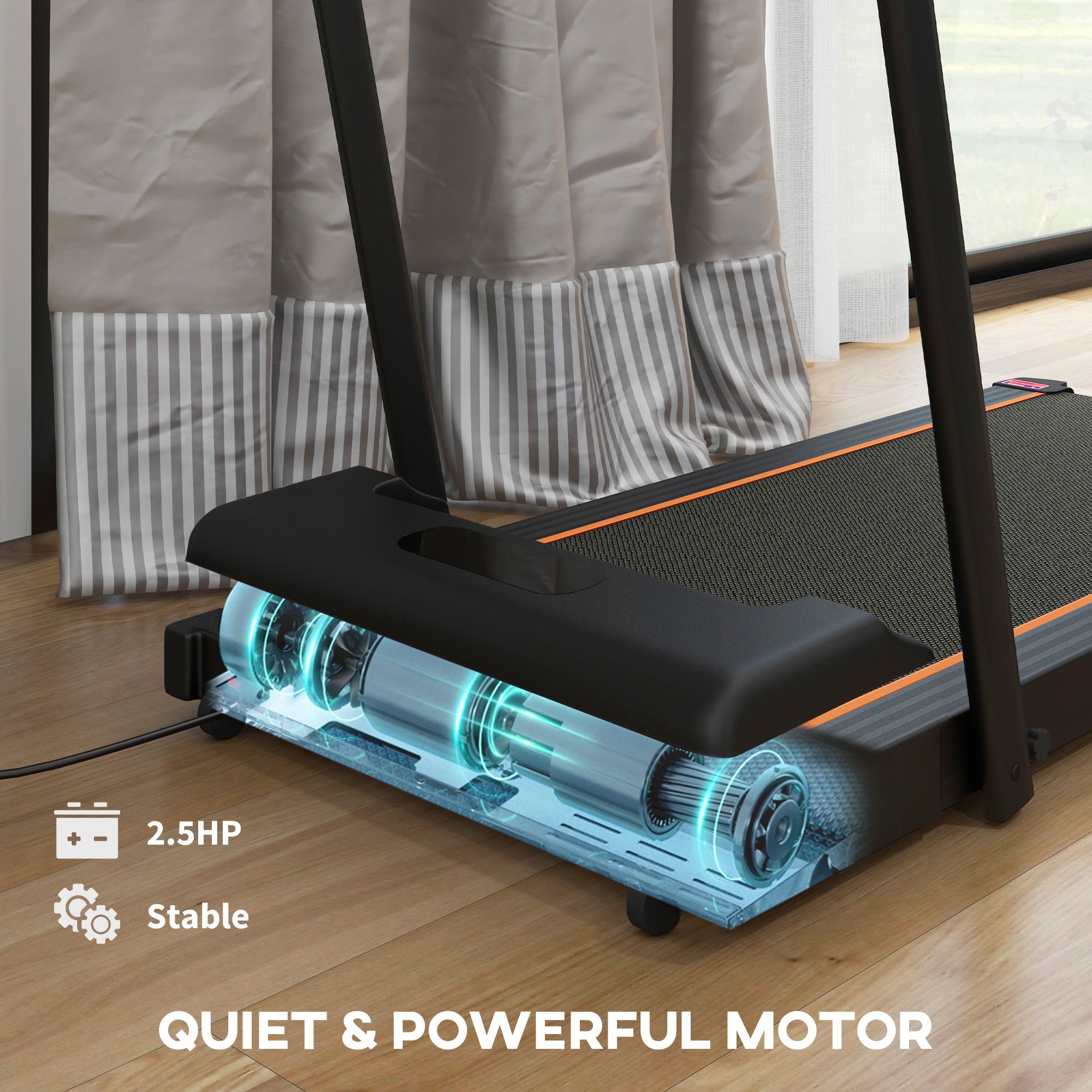 SPORTNOW 2.5HP Walking Pad, 1-6km/h Folding Treadmill with Remote Control and LED Display for Home Gym Office, Orange - North Peak Garden Furniture