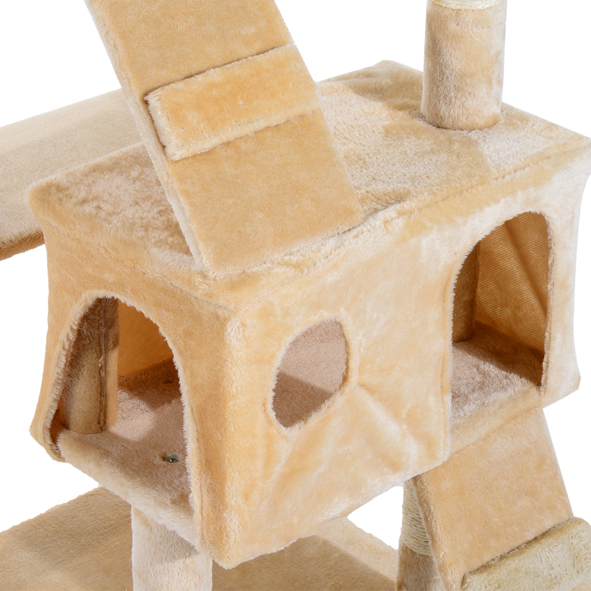 PawHut Deluxe Cat Tree, Kitten Scratching Post, Climbing Tower Activity Centre, Plush, Cream