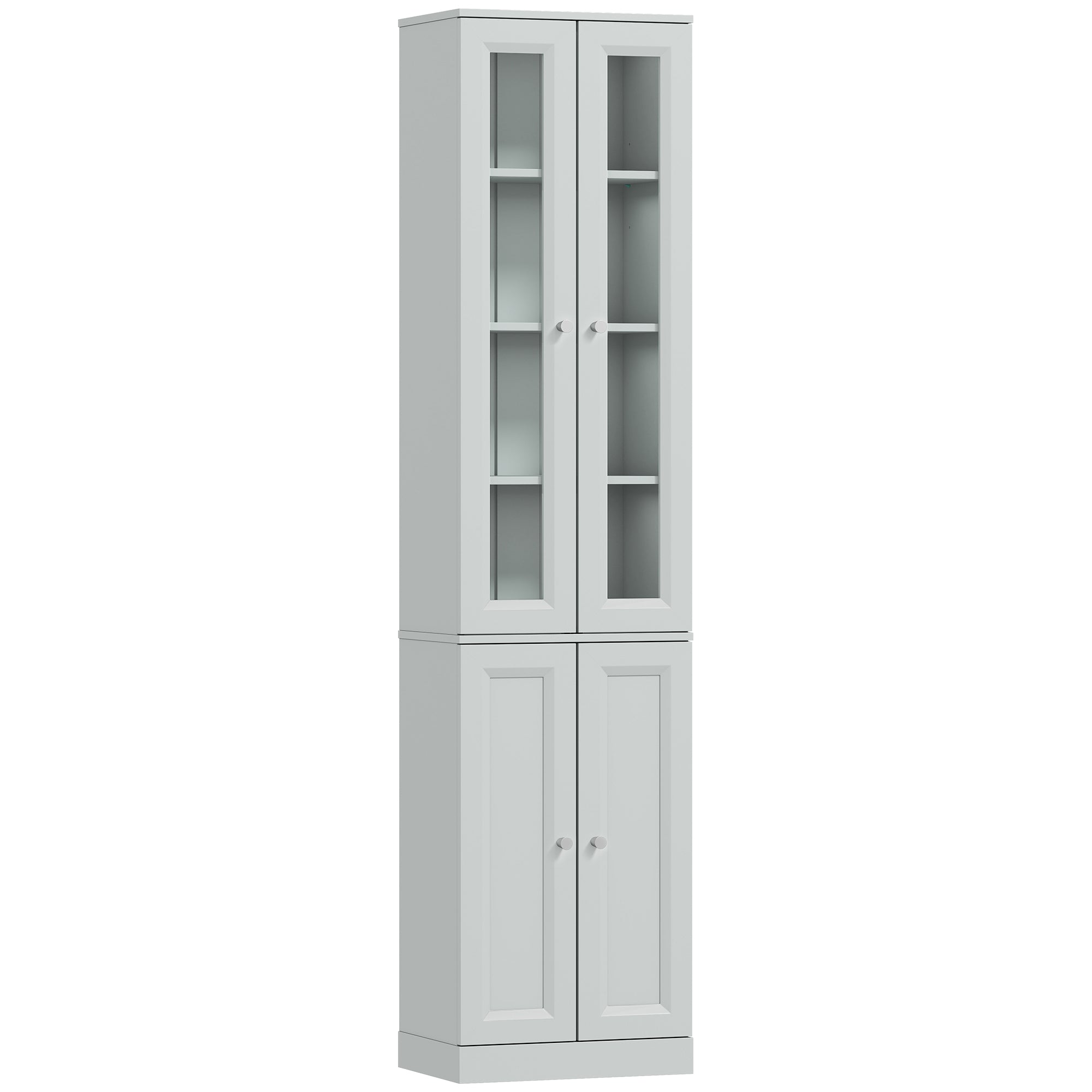 HOMCOM Tall Bathroom Storage Cabinet, 6-Tier Slim Bathroom Cabinet with Adjustable Shelf, 4 Soft-Close Doors, Dusty Blue