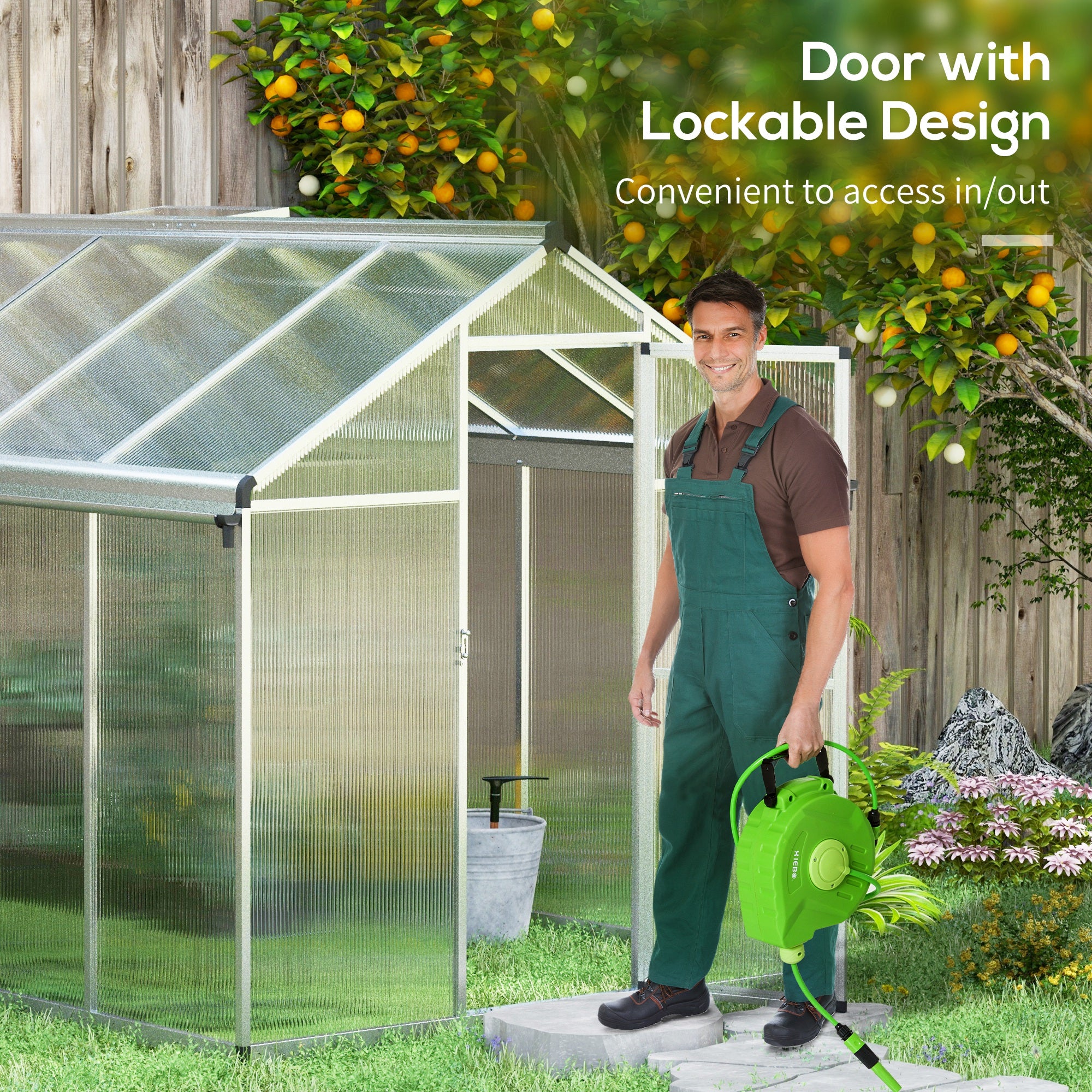 Outsunny 10 x 6ft Aluminium Frame Walk-In Greenhouse, with Foundation - North Peak Garden Furniture