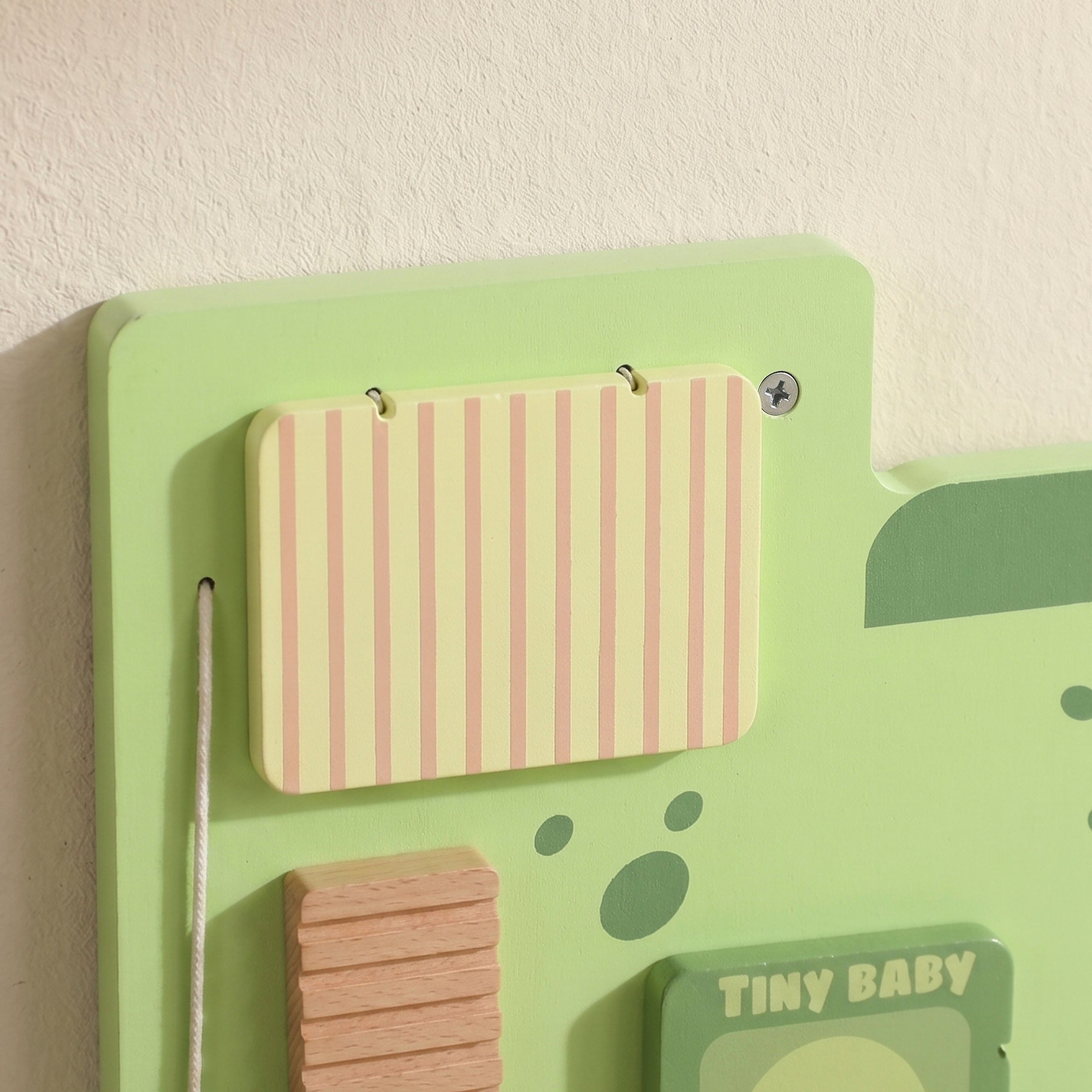 AIYAPLAY Busy Board Panels, Wall Mounted Montessori Inspired Busy Board, Toddler Learning Centre Dinosaur Theme, Green