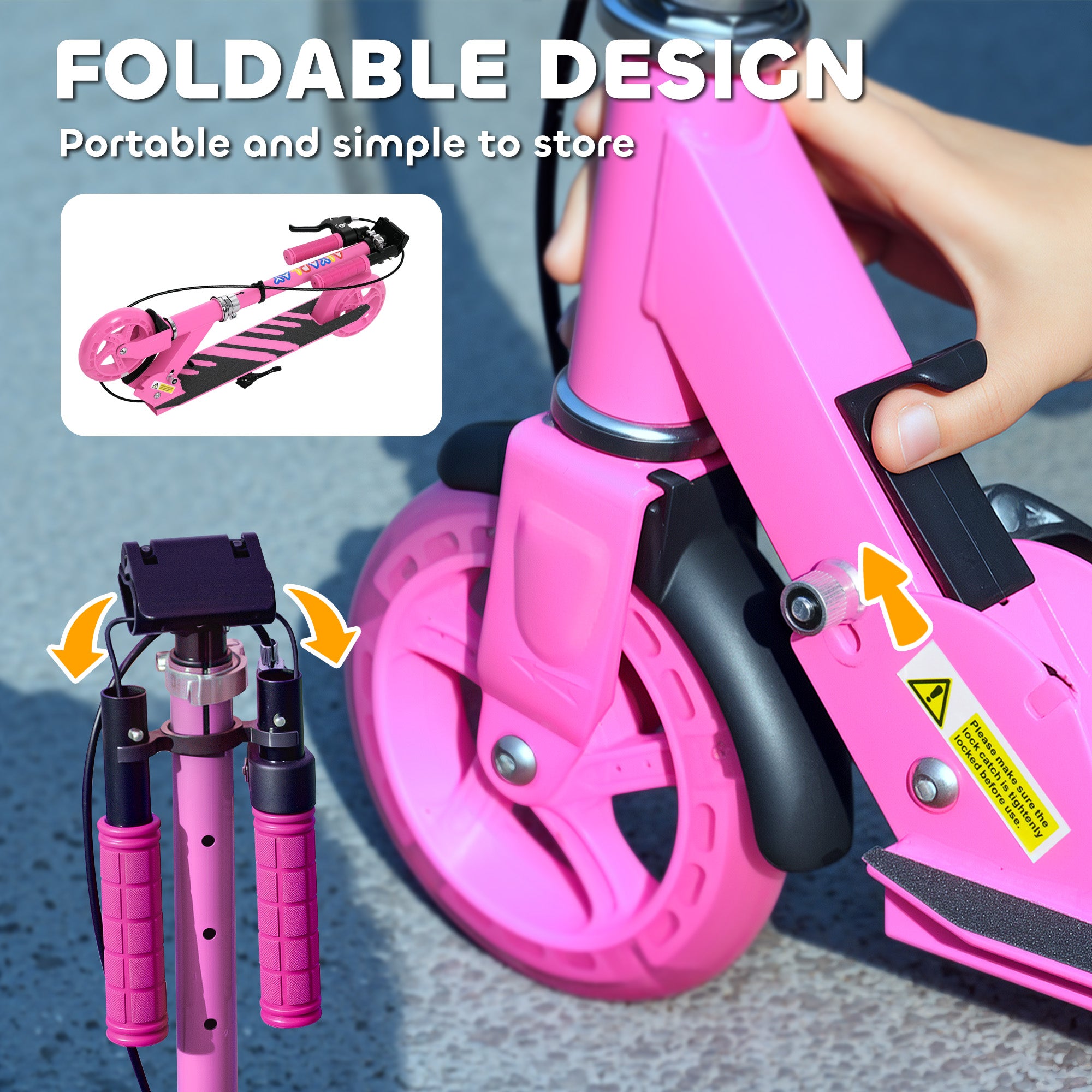 AIYAPLAY Scooter for Kids Ages 3-8 with Adjustable Handle, 2 Light up Wheels, Handbrake & Rear Brake for Girls and Boys, Pink - North Peak Garden Furniture