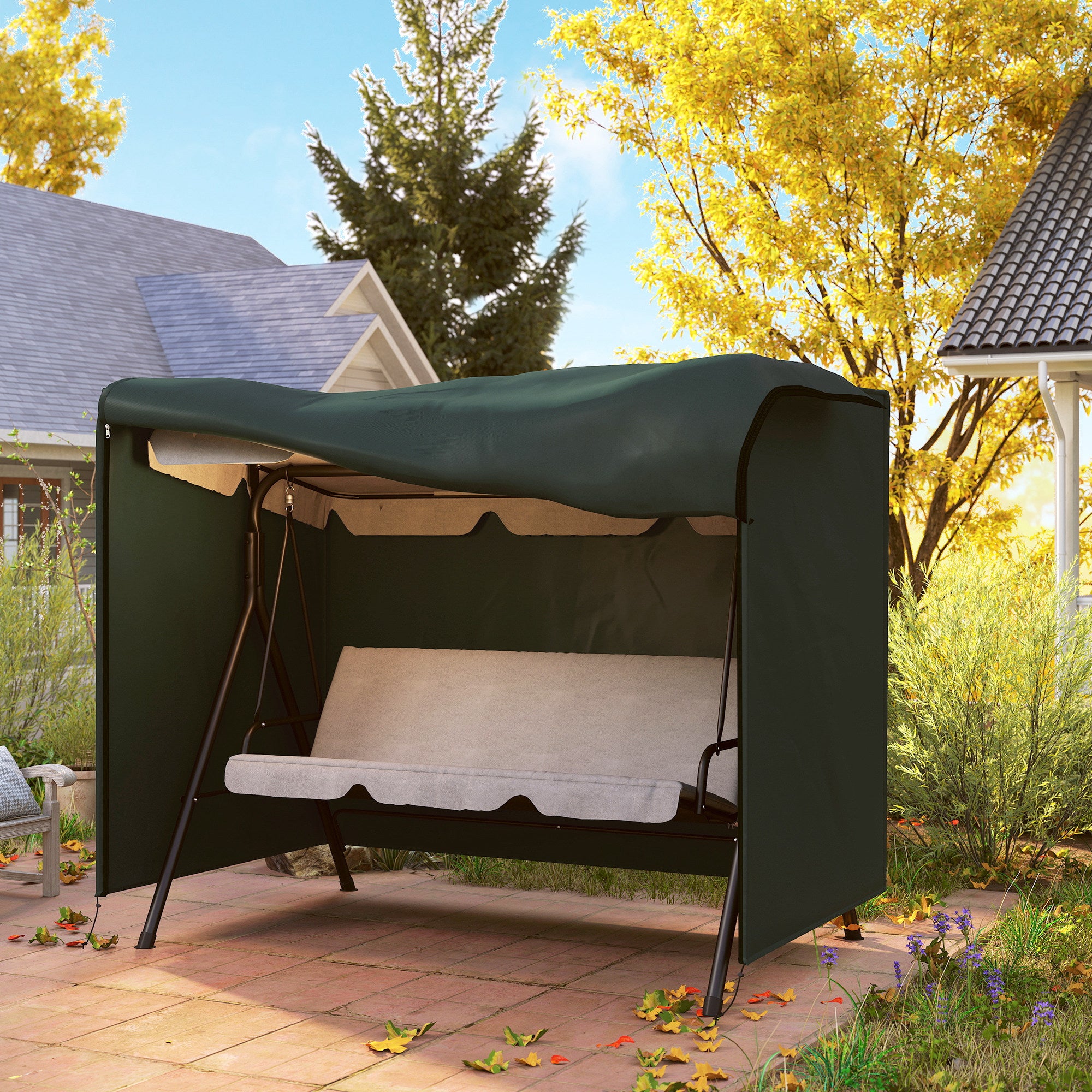 Outsunny 205 x 124cm Three-Seater Swing Chair Protective Cover Deep Green