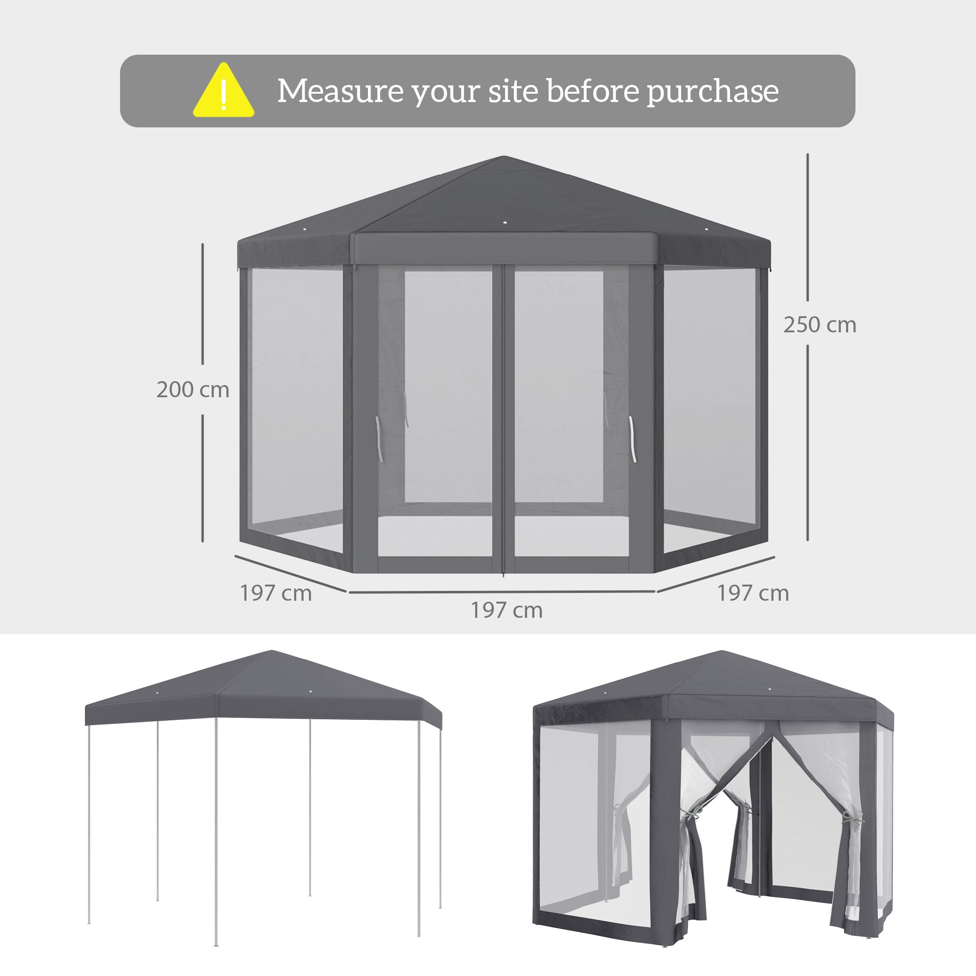 Outsunny 4M Canopy Rentals, Netting Party Tent Patio Canopy Outdoor Event Shelter for Activities, Shade Resistant, Grey