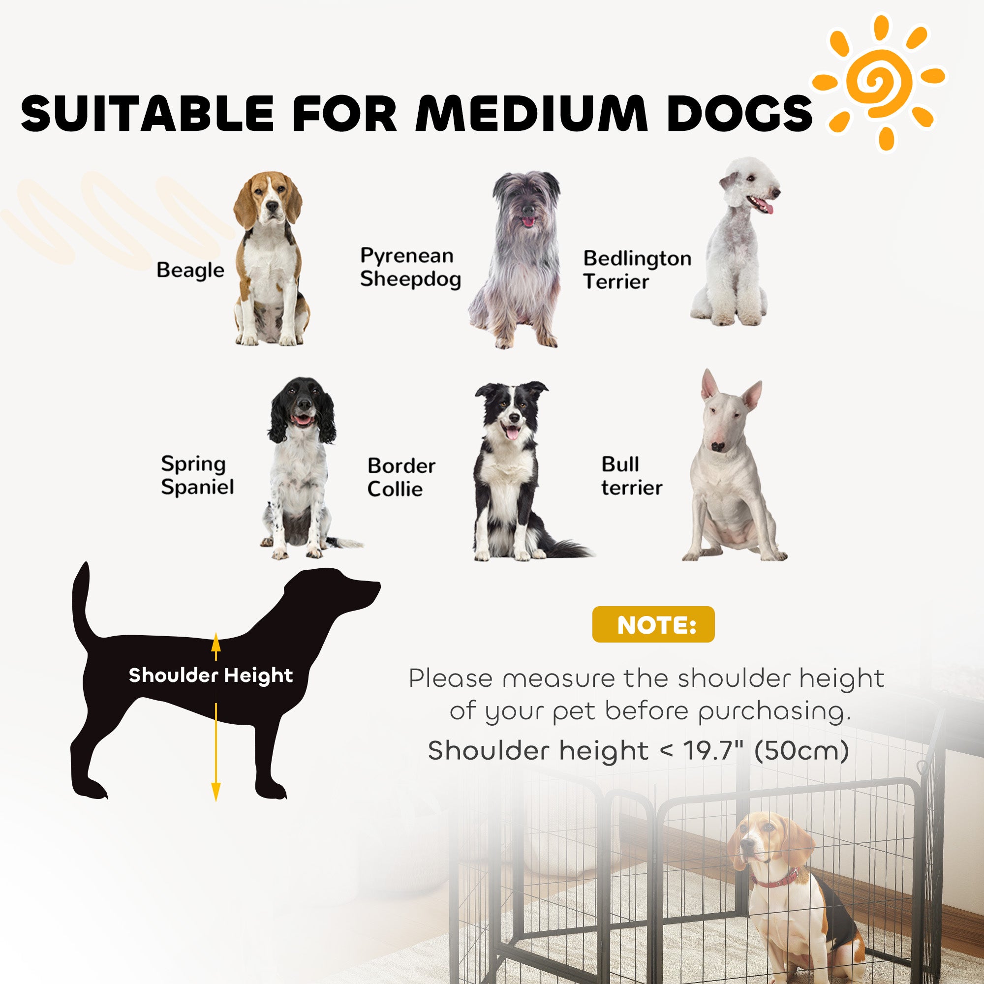 PawHut 6 Panels Heavy Duty Dog Playpen with Secure Door, for Indoor Outdoor, for Garden, Camping, 80cm High - North Peak Garden Furniture