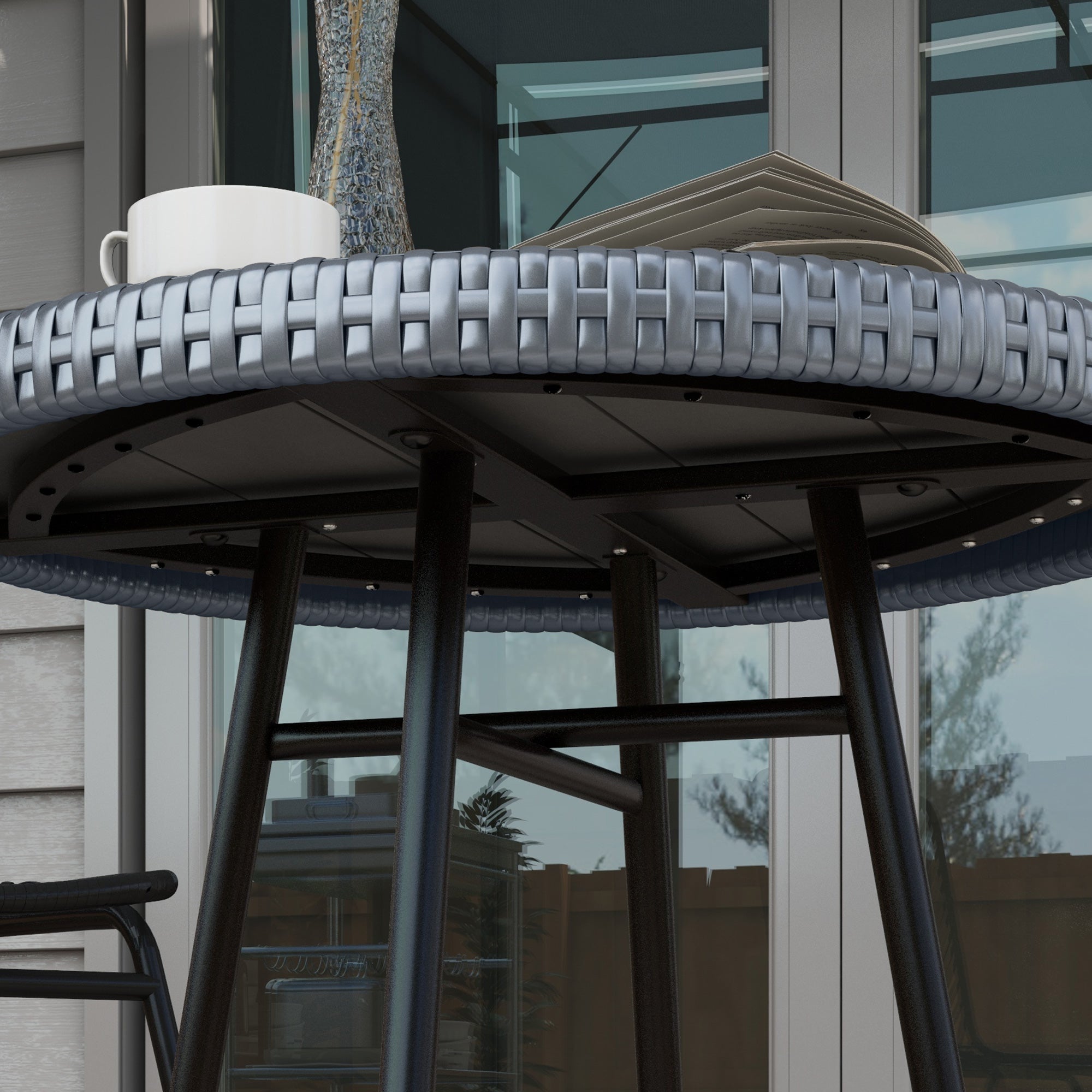 Outsunny Rattan Border Outdoor Side Table - Grey