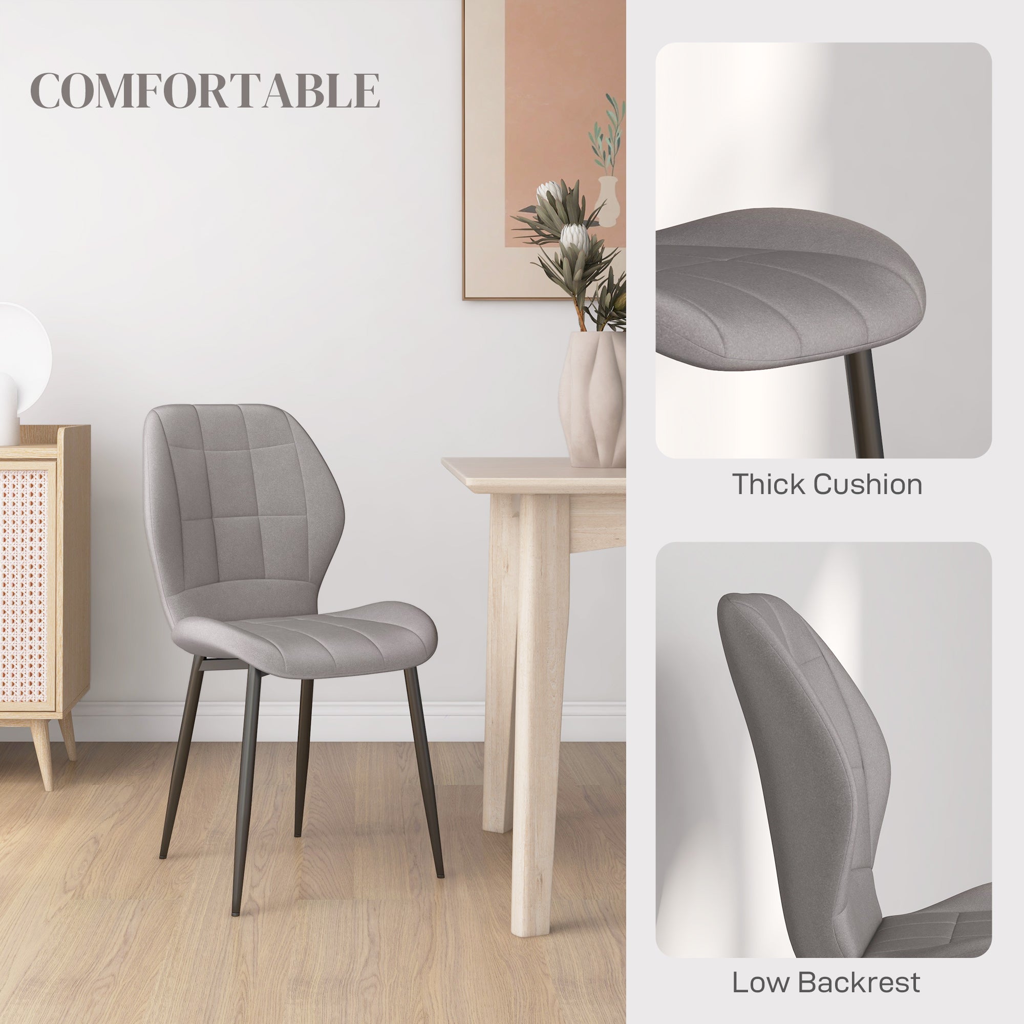 HOMCOM Set of Four Flannel Relaxed Tub Dining Chairs - Light Blue - North Peak Garden Furniture