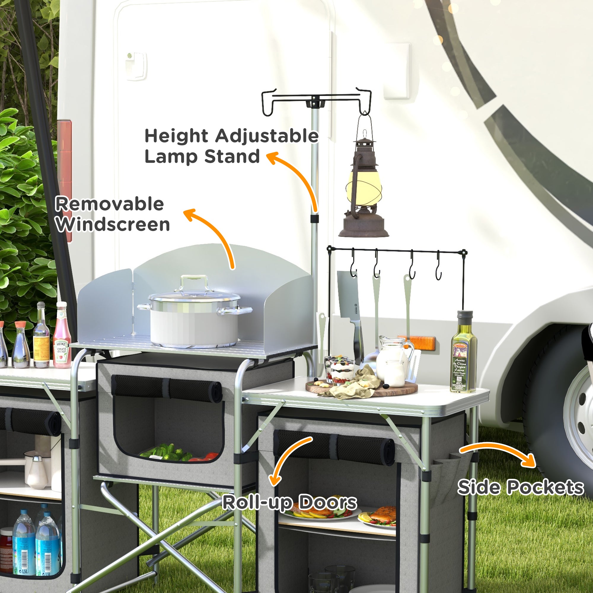 Outsunny Multi-Storage Portable Camping Kitchen, with Carry Bag - North Peak Garden Furniture