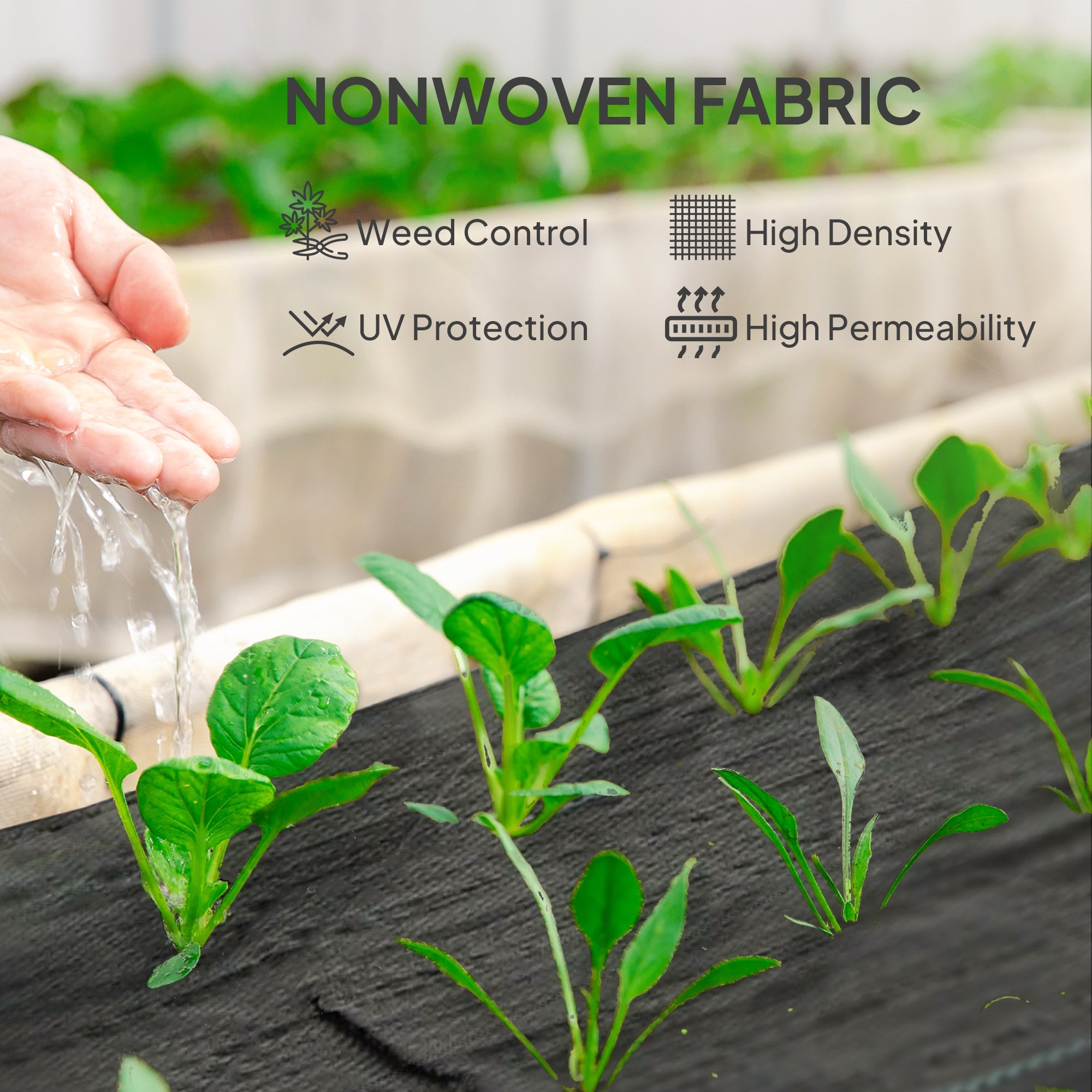 Outsunny 2m x 90m Weed Control Membrane, Heavy Duty Weed Control Barrier Fabric, 90gsm Ground Cover for Patios, Garden, Flower beds, Landscaping - North Peak Garden Furniture