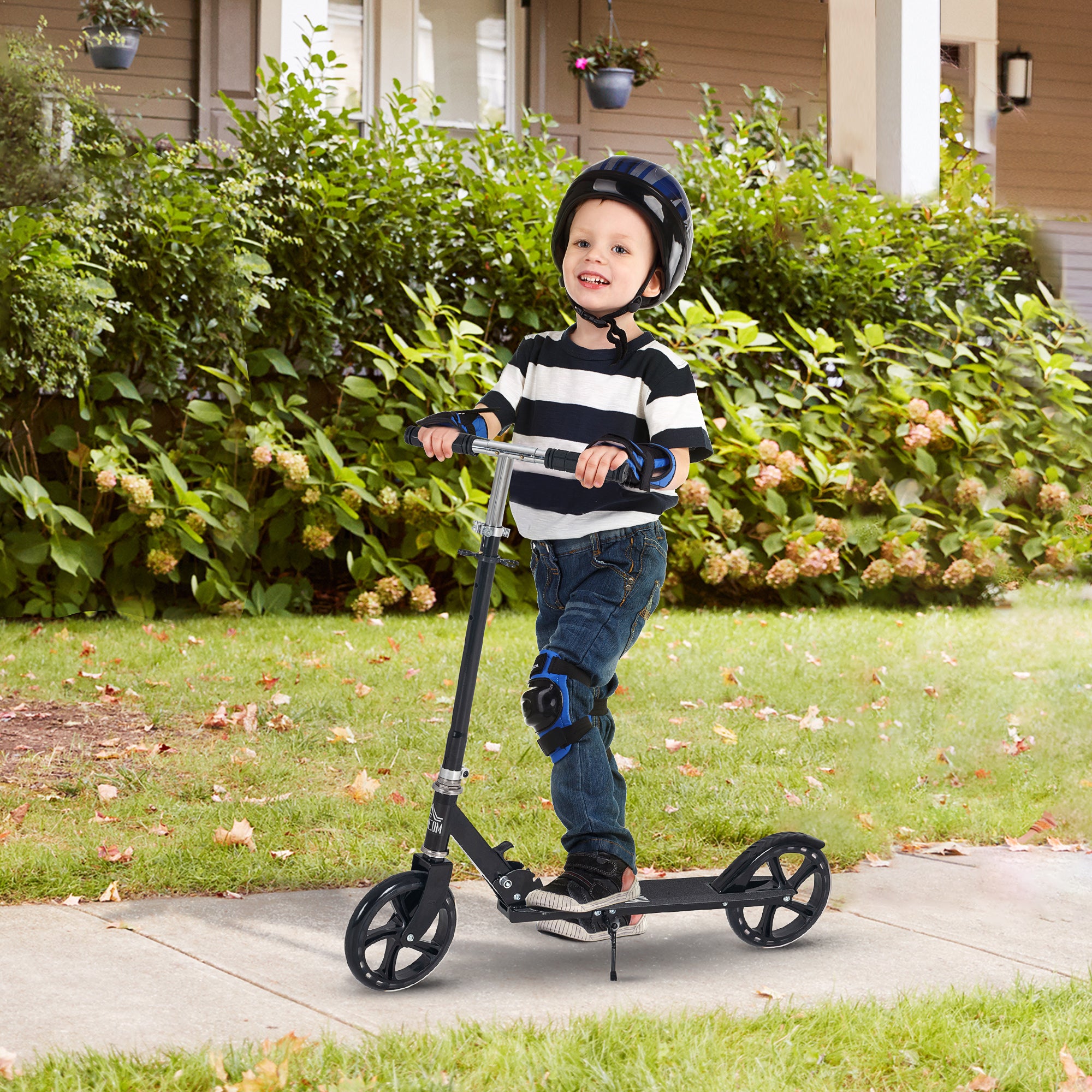 HOMCOM Kids Scooter Teenager Kick Scooter Foldable 4 Levels Adjustable Height with Rear Fender Brake for 7-14 Years - North Peak Garden Furniture