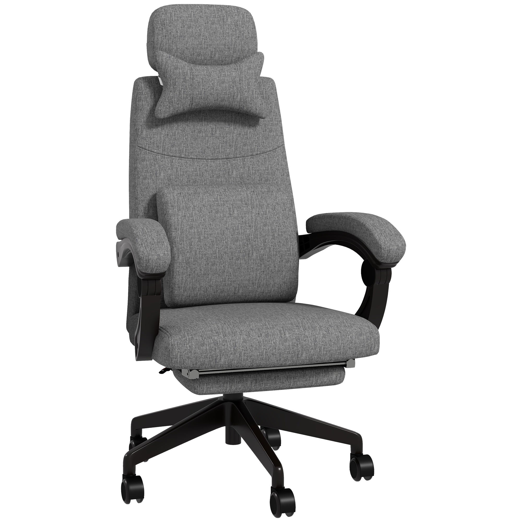 Vinsetto Linen-Look Office Chair, with 160° Reclining Back and Footrest - Grey