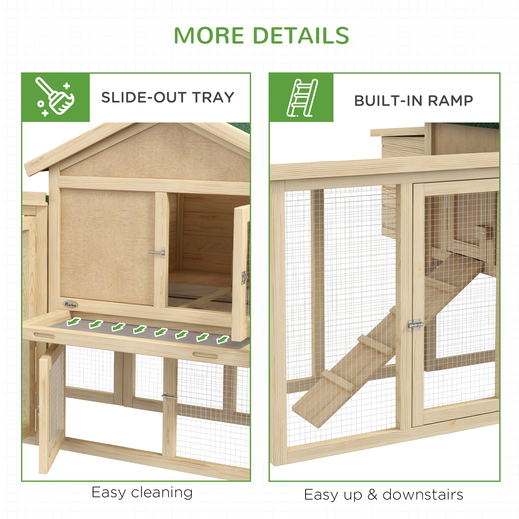 PawHut Large Chicken Coop with Run Backyard Hen House Poultry Coops Cages with Nesting Box Wooden 204 x 85 x 93cm - North Peak Garden Furniture