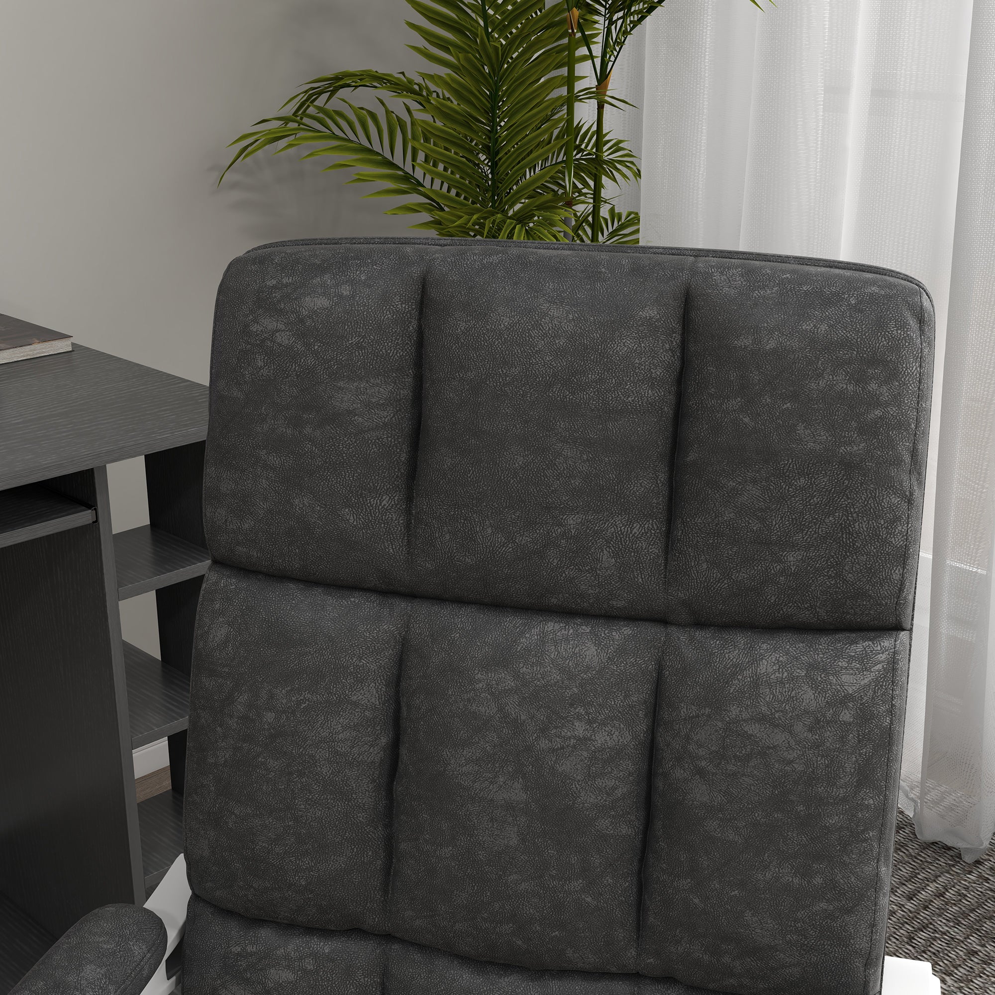 Vinsetto Massage Office Chair, Ergonomic Desk Chair, Comfy Work Study Chair with Heat, Padded Seat, 135° Reclining Back and Footrest for Home Office, Charcoal Grey - North Peak Garden Furniture