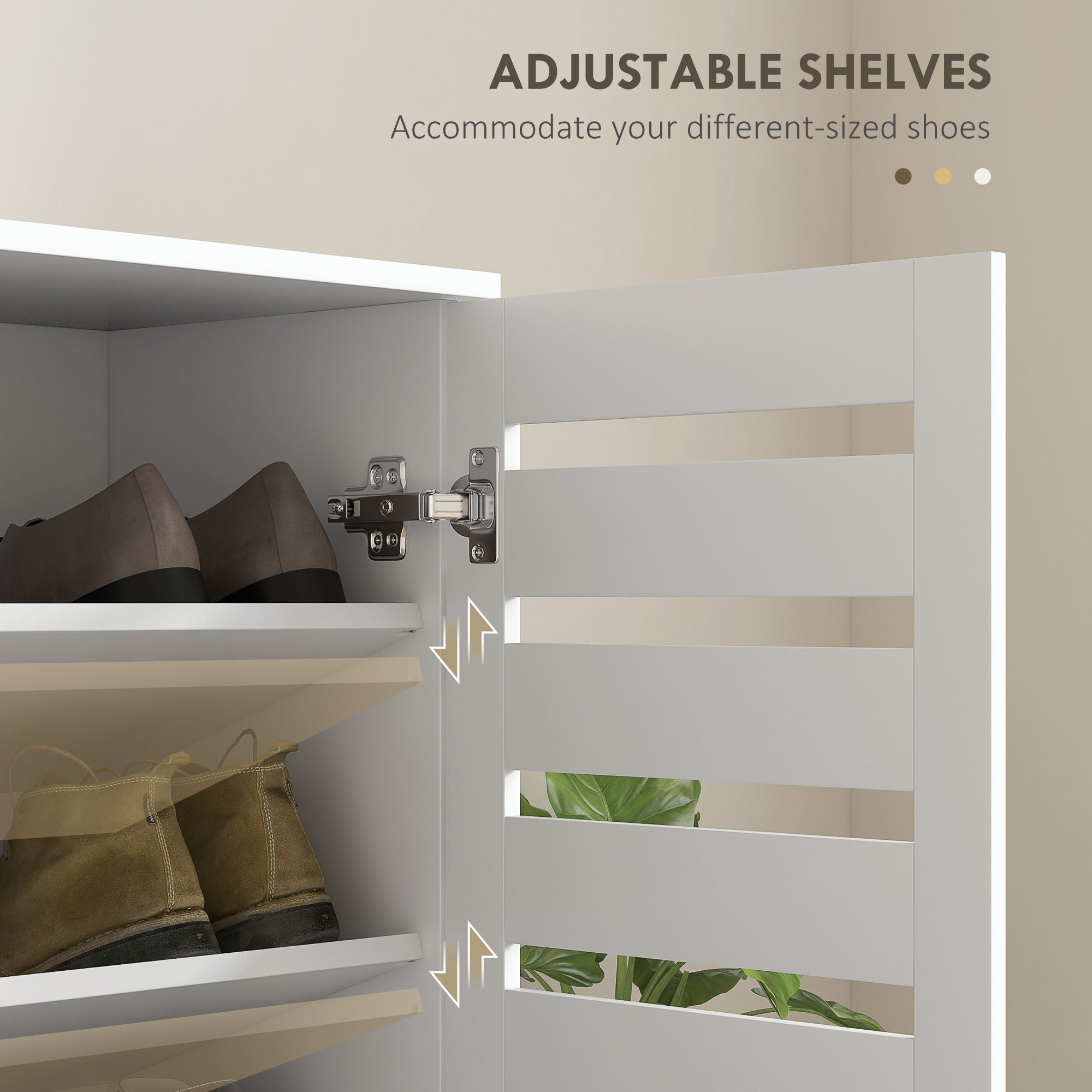 HOMCOM Narrow Shoe Cabinet for Entryway, 5-Tier Slim Shoe Storage Cabinet with 2 Slatted Doors and Adjustable Shelves