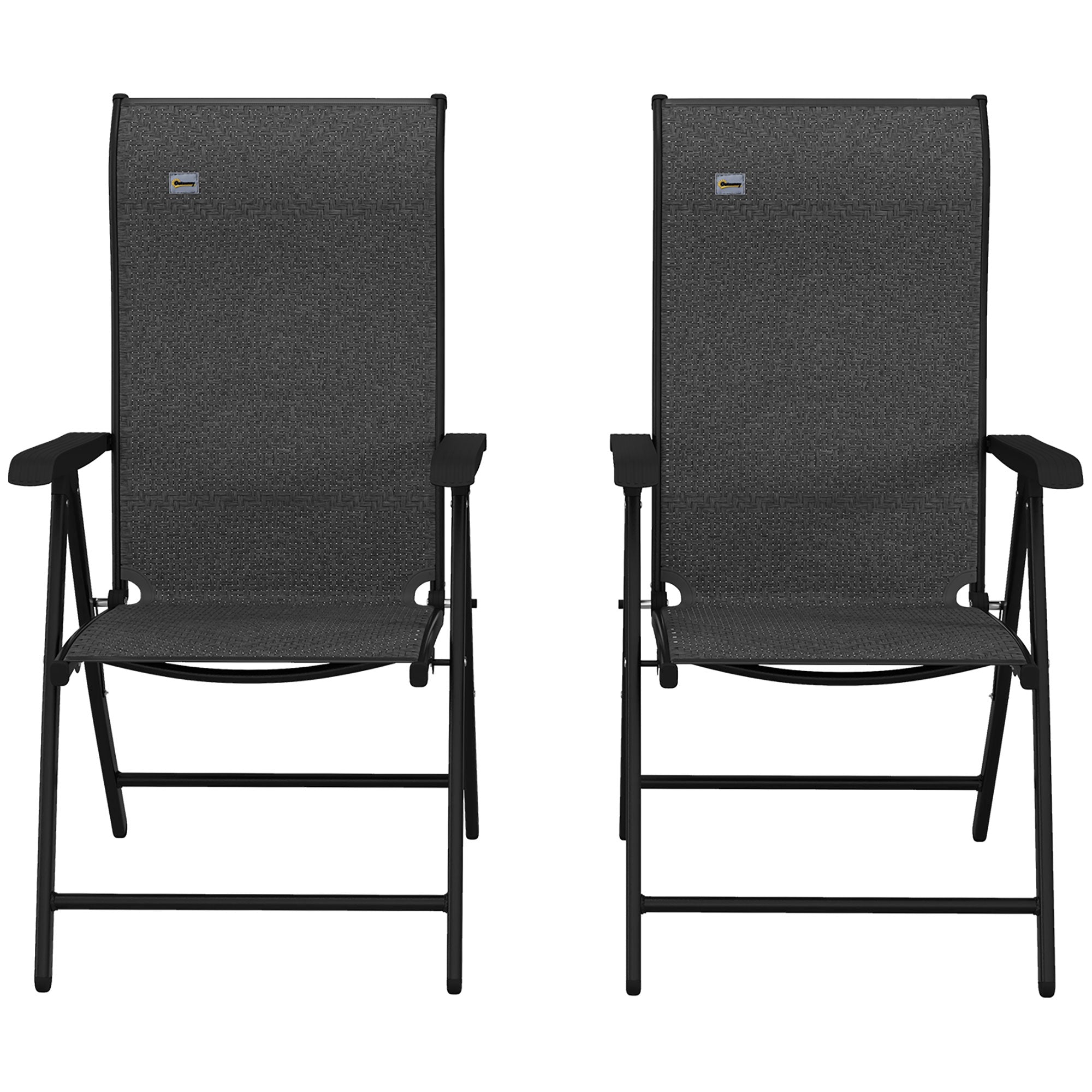Outsunny Set of Two Folding Garden Chairs, with Seven-Position Adjustable Backs - Grey - North Peak Garden Furniture