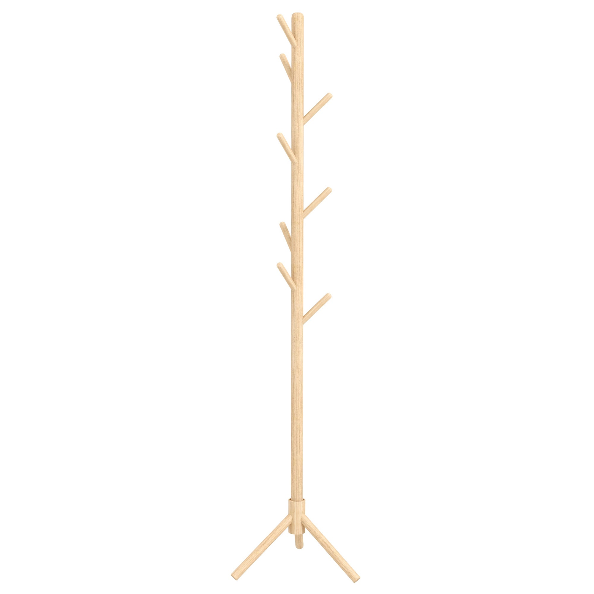 HOMCOM Eight-Hook Wooden Coat Rack - Natural - North Peak Garden Furniture