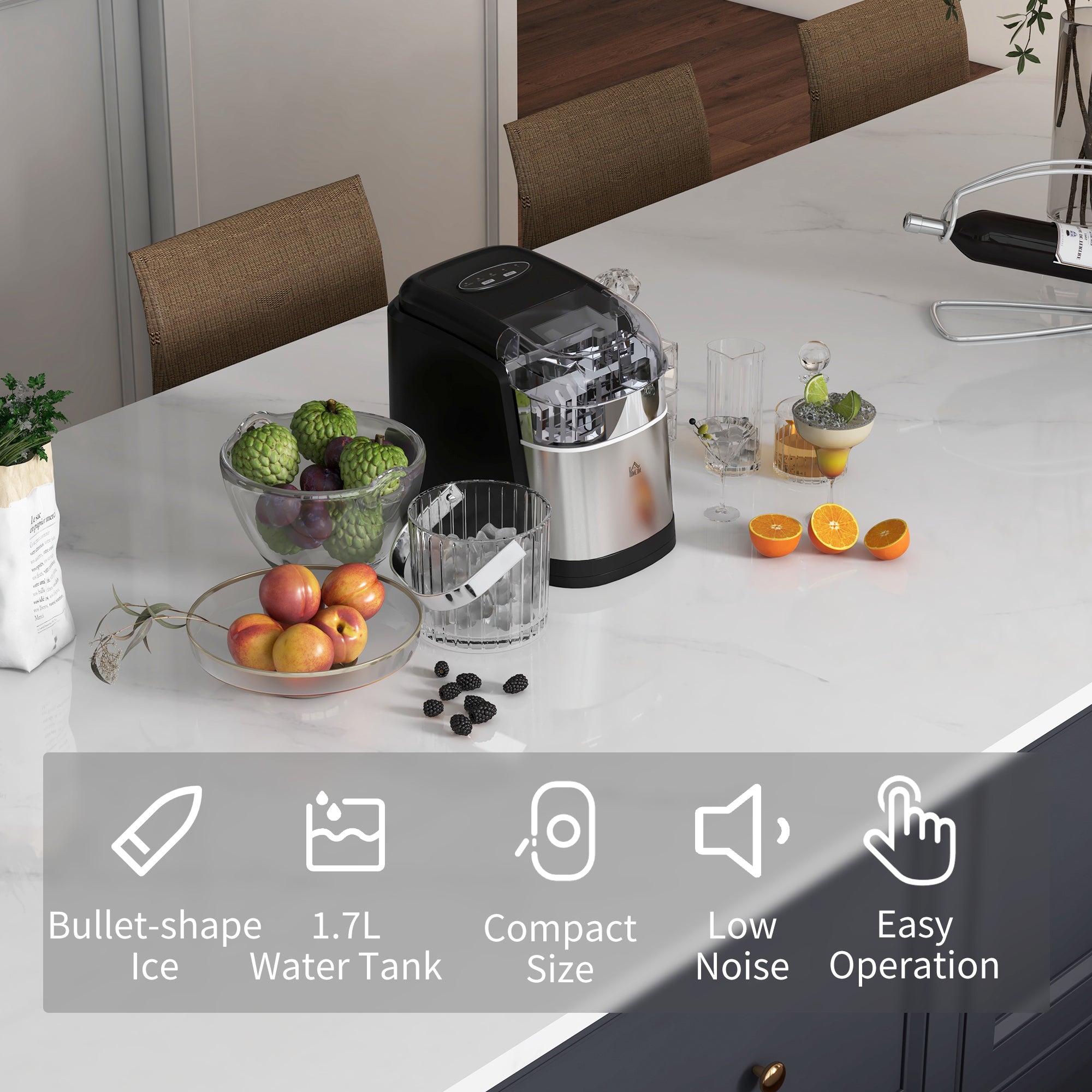HOMCOM 12kg Countertop Ice Machine, with Scoop - North Peak Garden Furniture