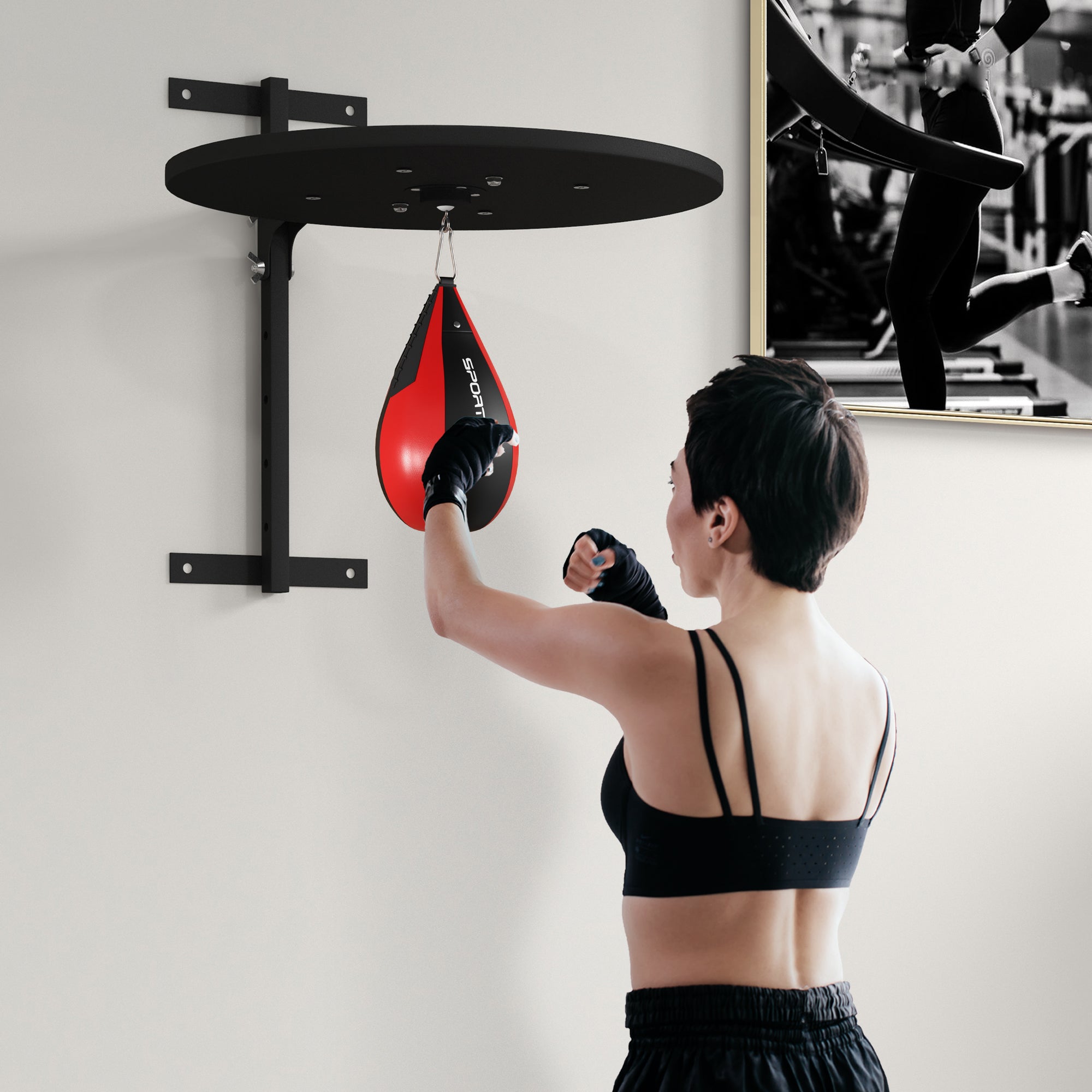 SPORTNOW Wall Mounted Speed Bag Platform, Height Adjustable Punching Bag, Training Kit - North Peak Garden Furniture