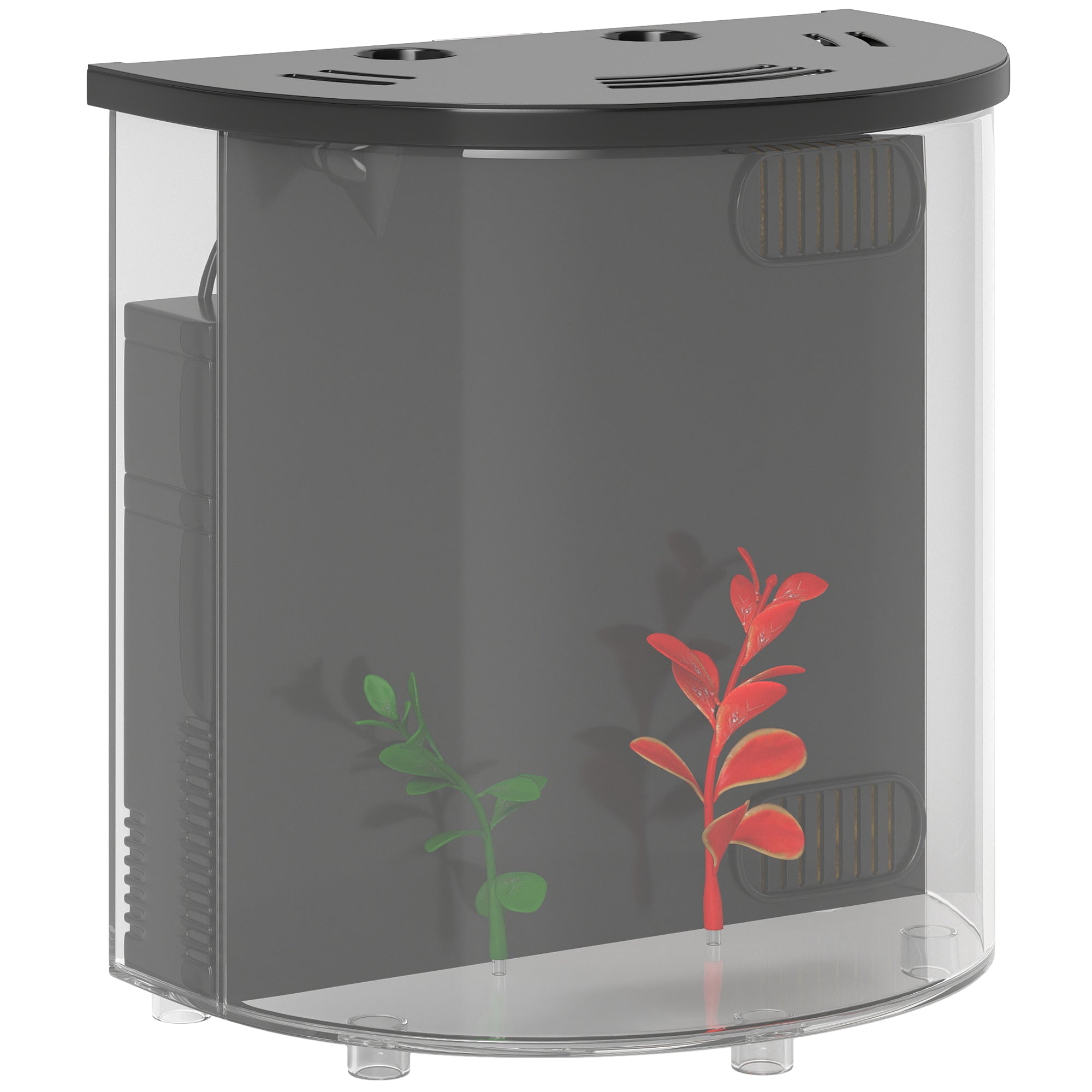 PawHut 3L Small Fish Tank with Filter System, LED Light, Small Fish Tank for Betta, Goldfish, Shrimp, Black - North Peak Garden Furniture