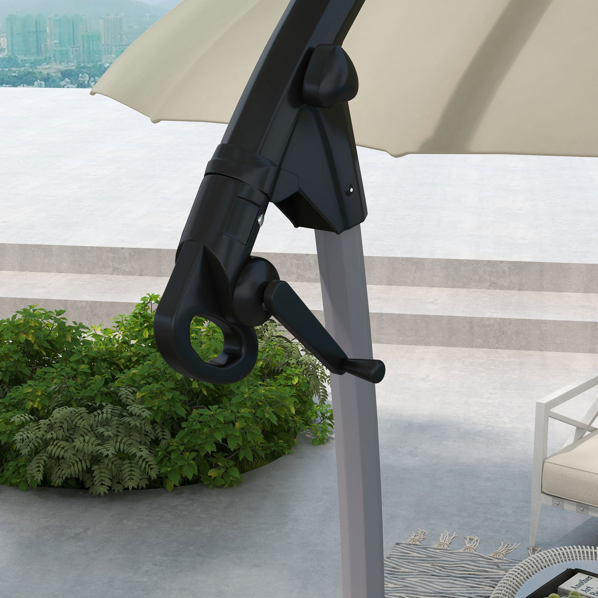 Outsunny 2.7m Cantilever Parasol, with Cross Base - Beige - North Peak Garden Furniture