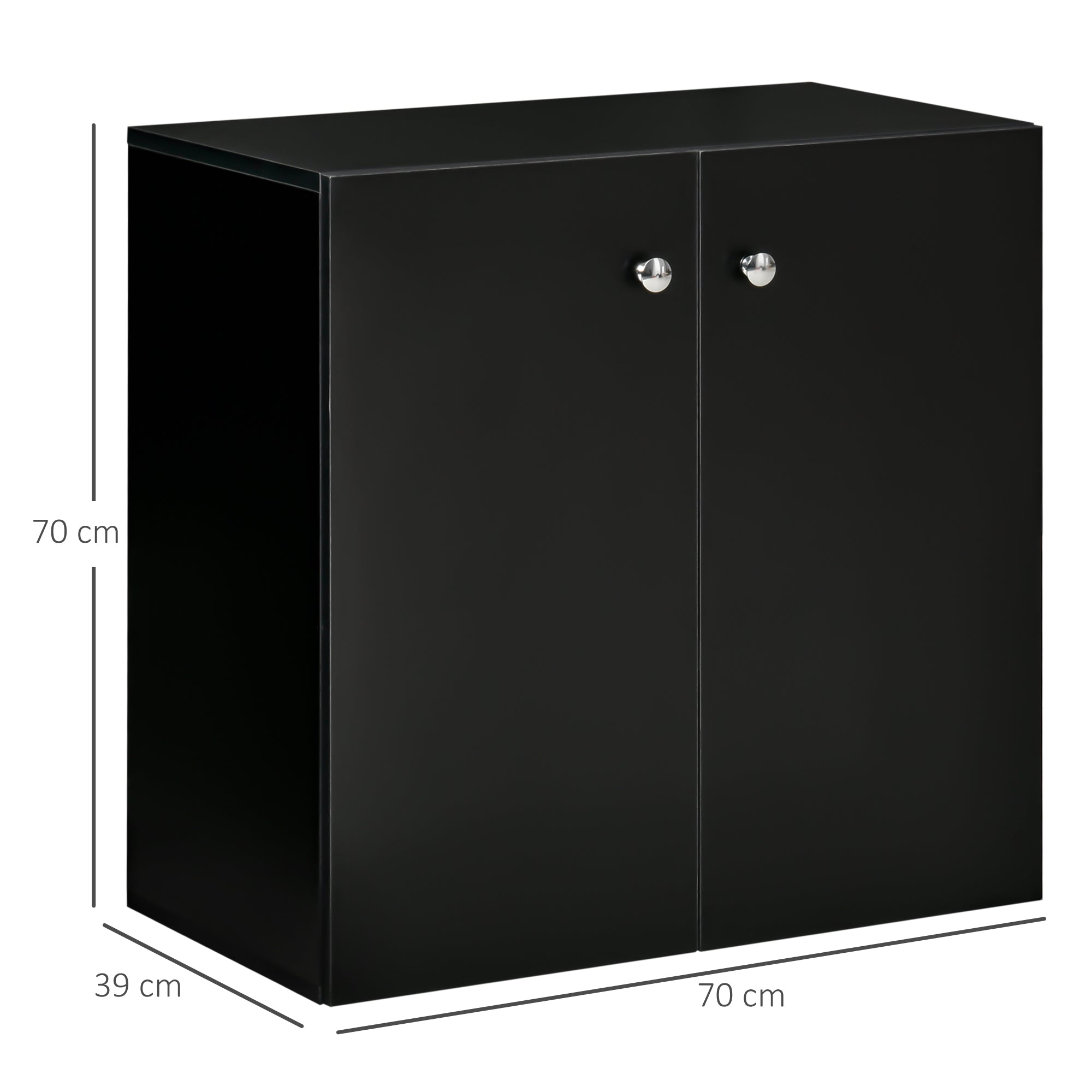 HOMCOM Storage Cabinet w/ Two Shelves Wooden Sideboard Freestanding Kitchen Cupboard Bookcase - Black - North Peak Garden Furniture