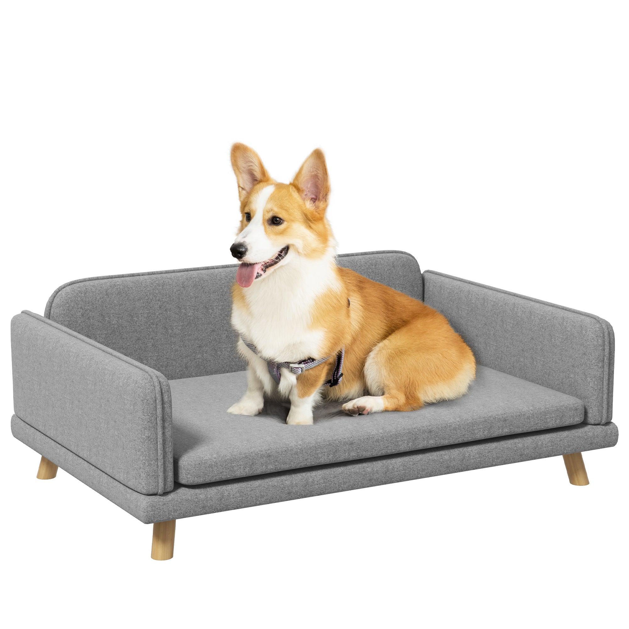 PawHut Pet Sofa for Medium Dogs, with Water-Resistant Fabric, Four Legs - Grey - North Peak Garden Furniture