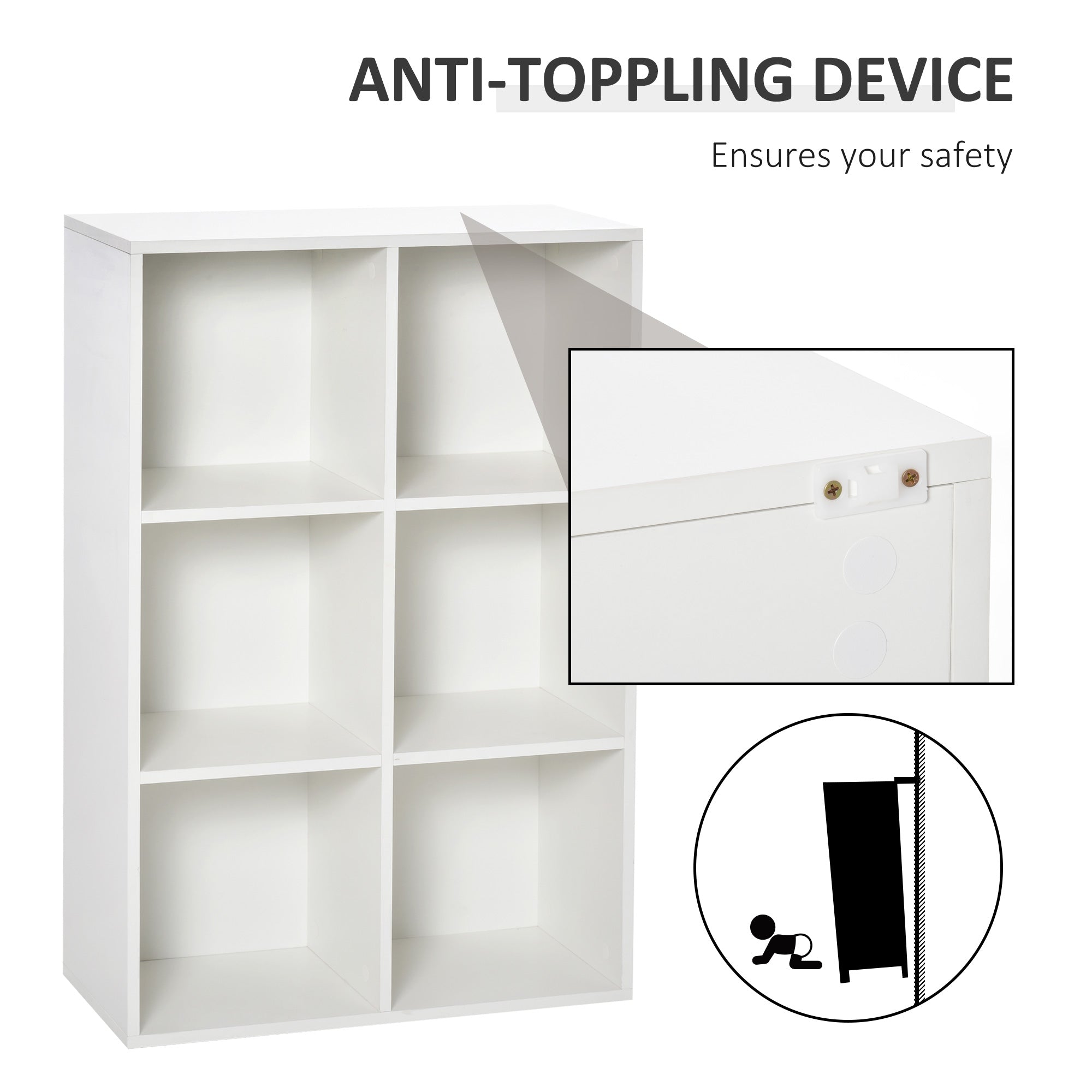 HOMCOM Six-Cube Bookcase - White Wood Effect - North Peak Garden Furniture