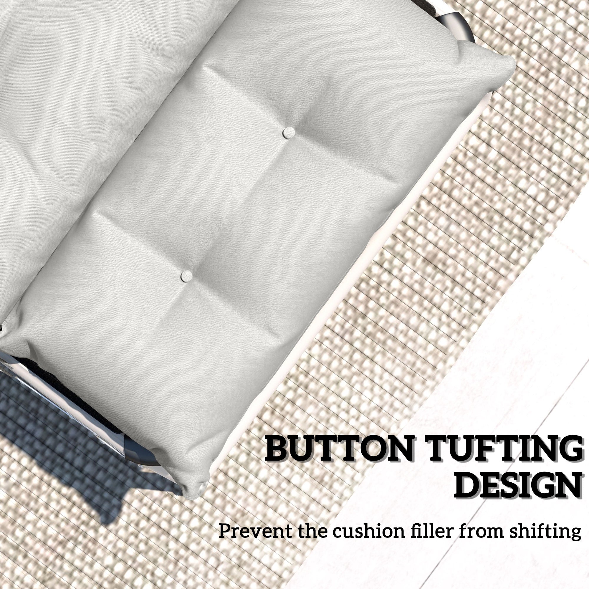 Outsunny Set of Two 190 x 56cm Sun Lounger Cushions - Light Grey - North Peak Garden Furniture