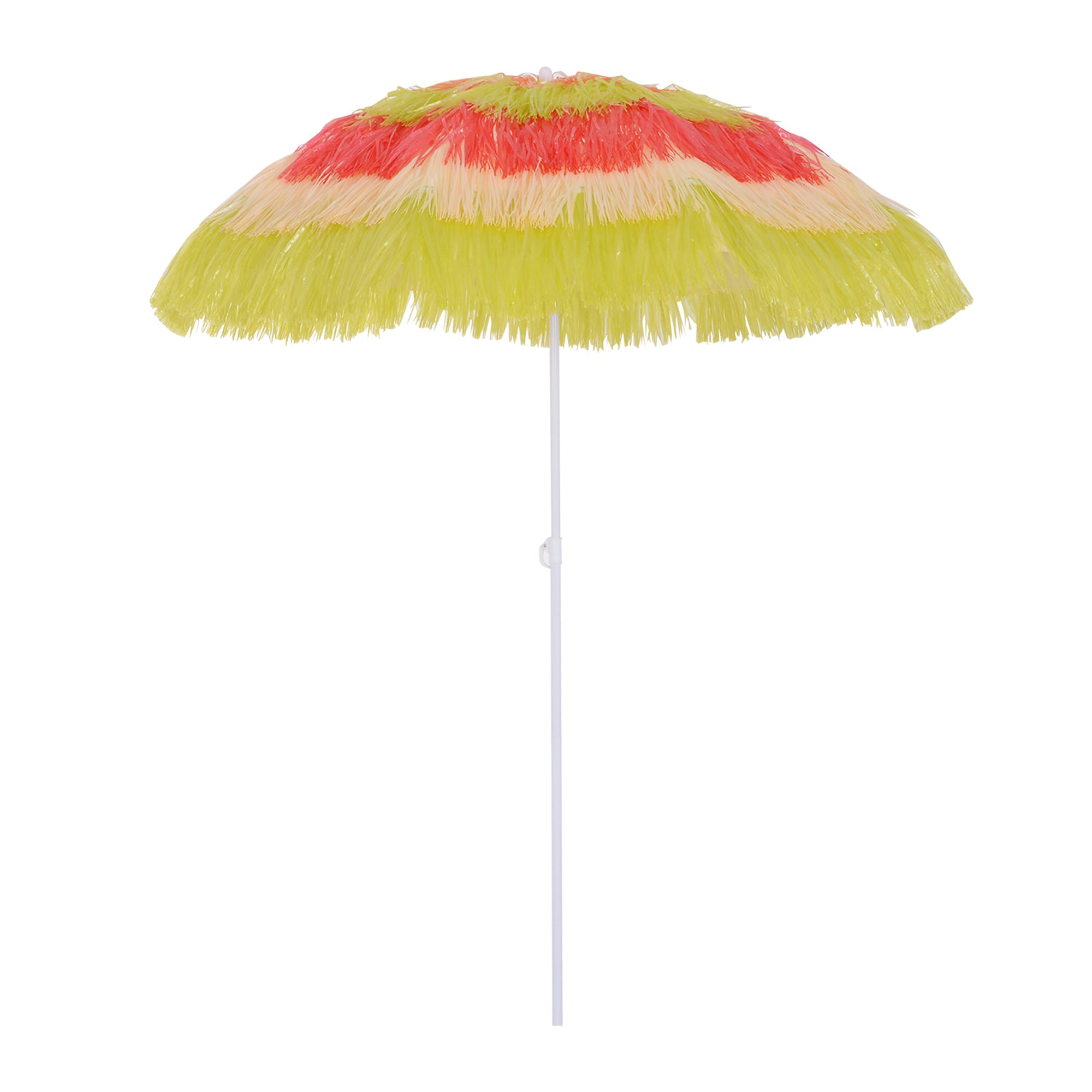 Outsunny Portable Beach Umbrella: Foldable Rainbow Parasol for Hawaiian-Style Sun Protection