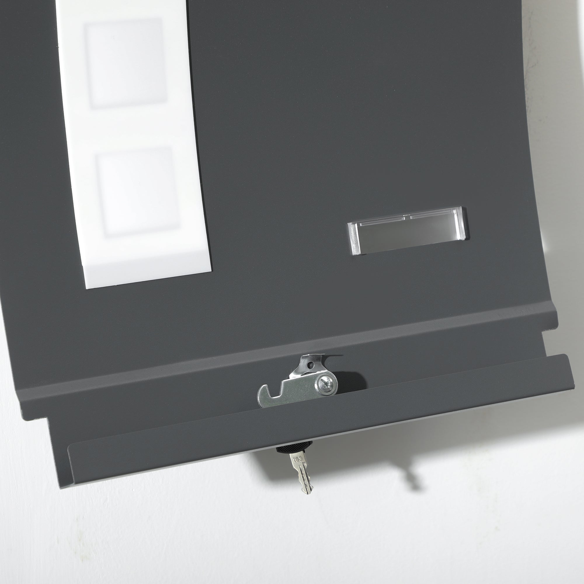 HOMCOM Wall Mounted Letter Box, Weatherproof Post Box for Outside Wall, Modern Mailbox with 2 Keys and Nameplate, Anthracite Grey - North Peak Garden Furniture