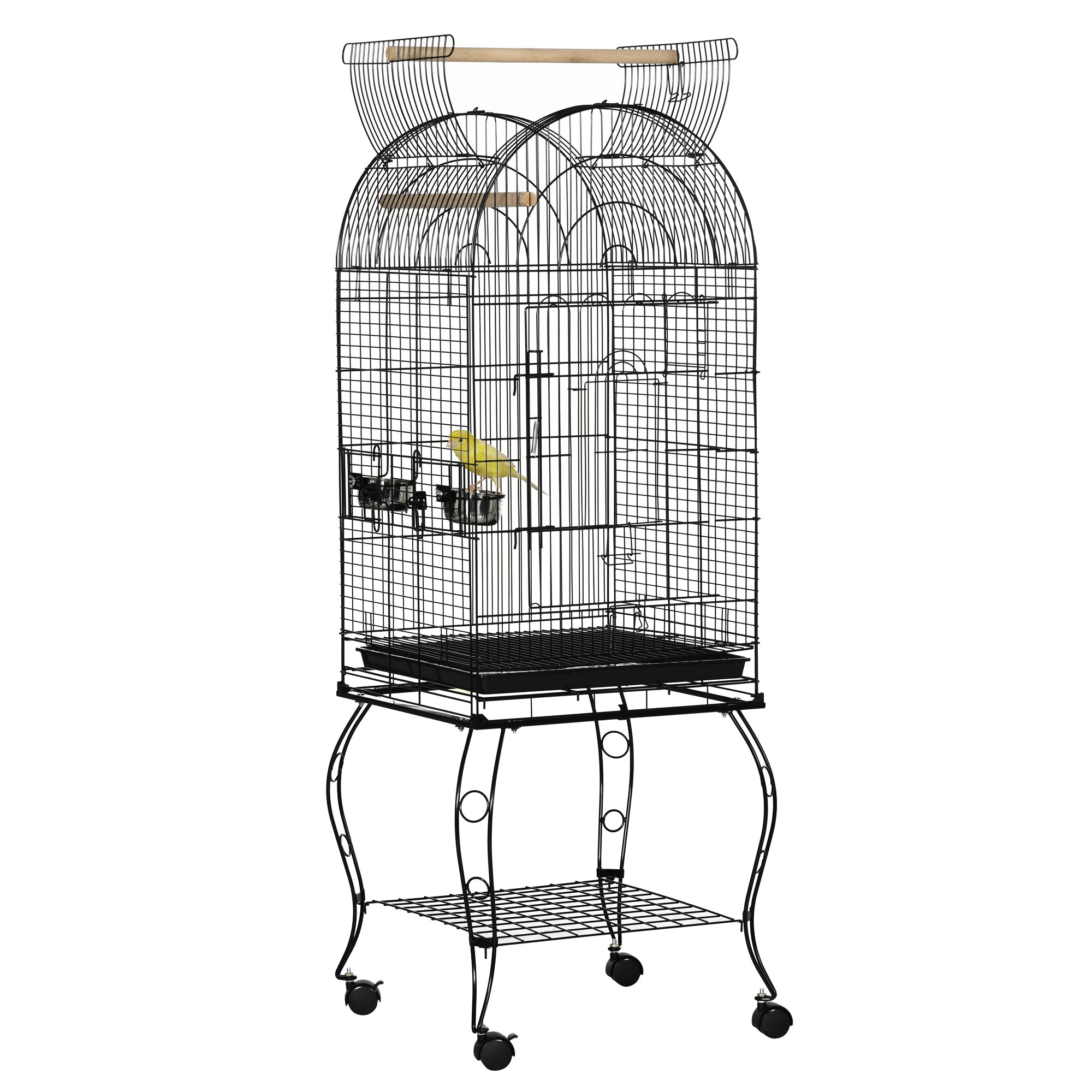 PawHut 1.53(m) Bird Cage, Pet Viary, Feeding Stand, with Wheels, Perch