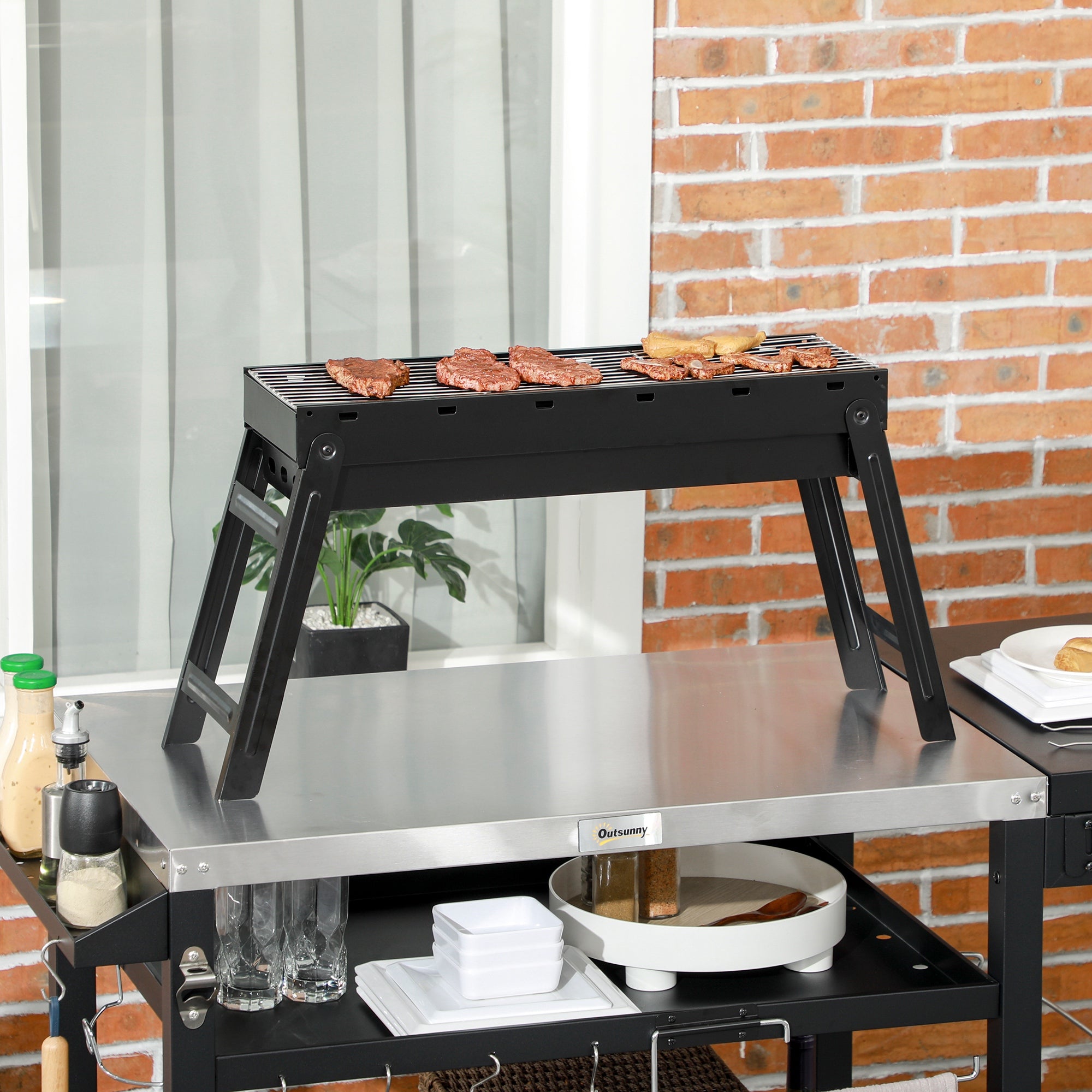 Outsunny Foldable Charcoal Grill - Black - North Peak Garden Furniture