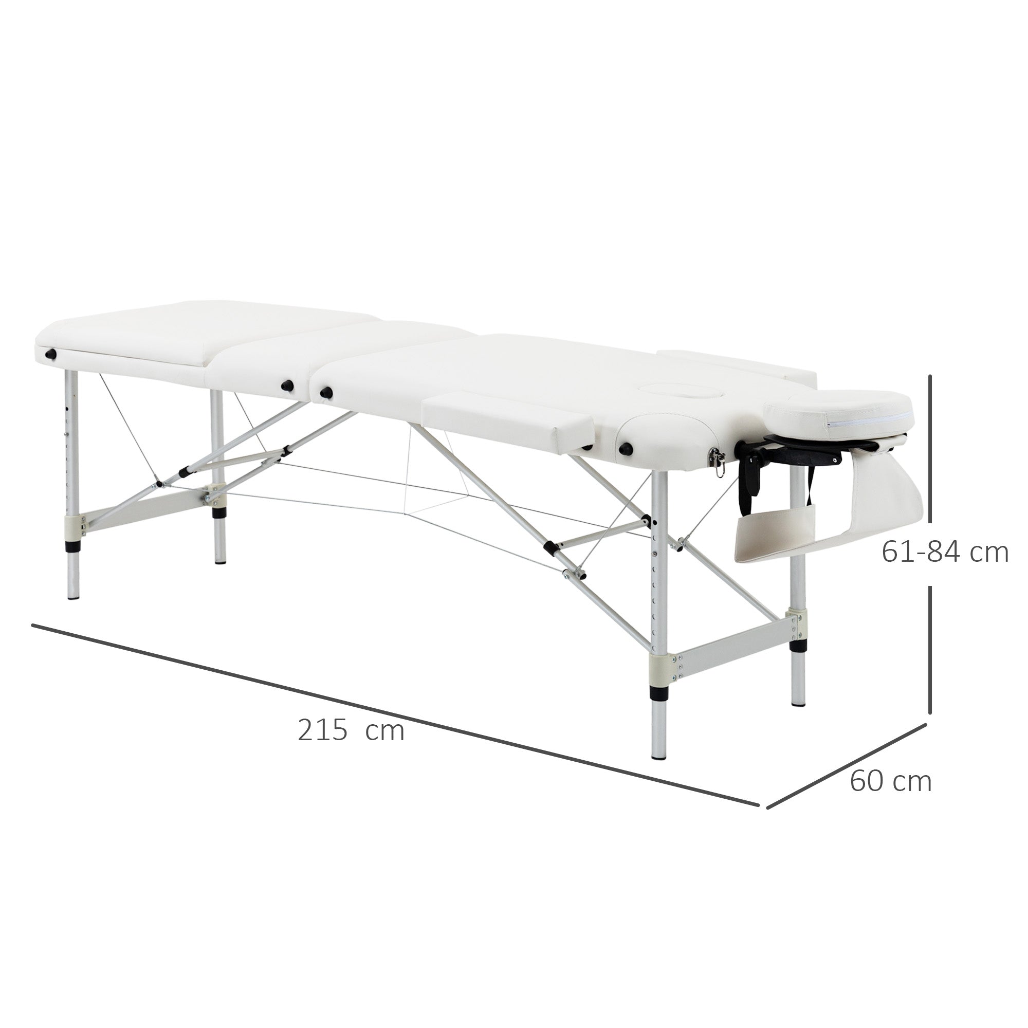 HOMCOM Foldable Massage Table Professional Salon SPA Facial Couch Bed White - North Peak Garden Furniture