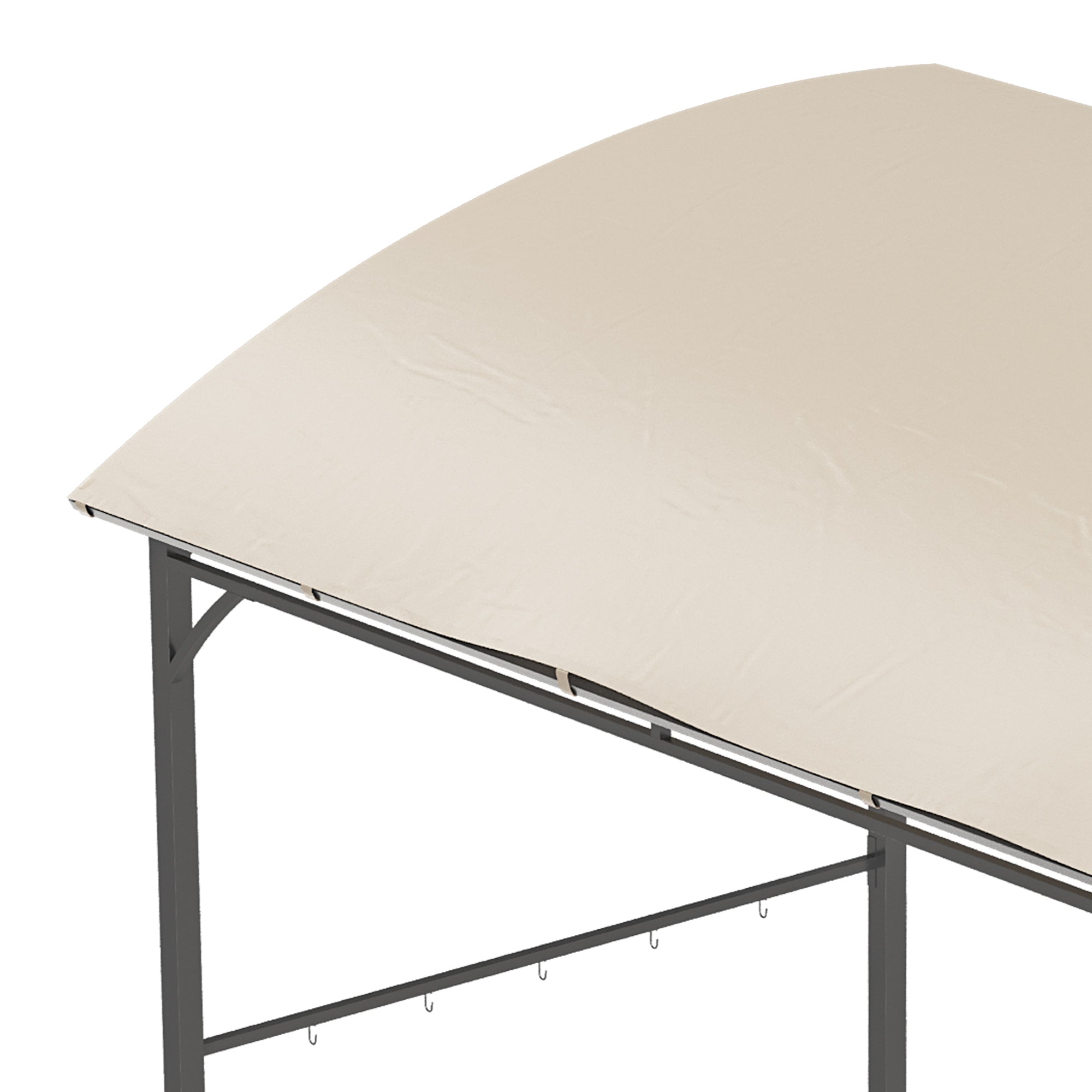 Outsunny 2.2 x 1.5 m BBQ Grill Gazebo Tent, Garden Grill with Metal Frame, Curved Canopy and 10 Hooks, Outdoor Sun Shade, Beige - North Peak Garden Furniture