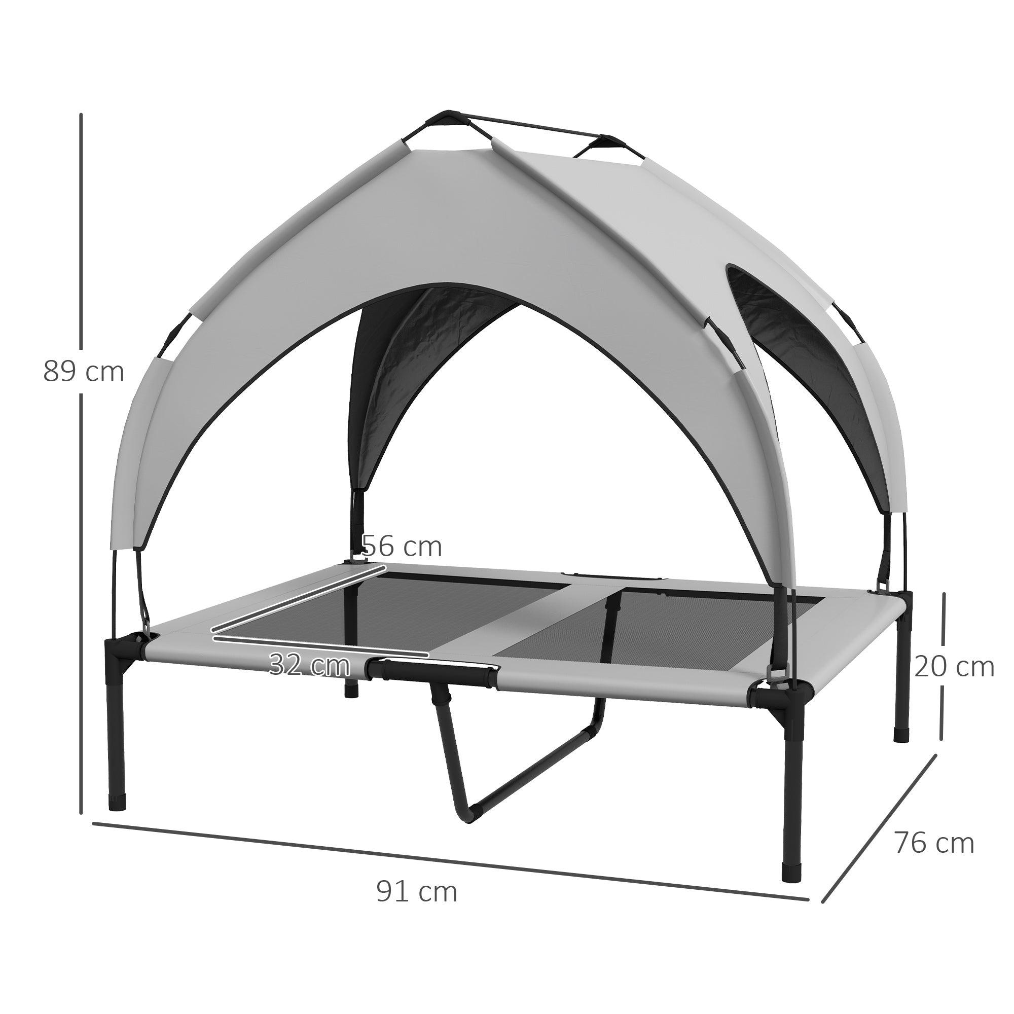PawHut Cooling Raised Pet Bed w/ Washable Breathable Mesh, for Medium, Large Dogs, 91 x 76 x 89cm - Light Grey - North Peak Garden Furniture