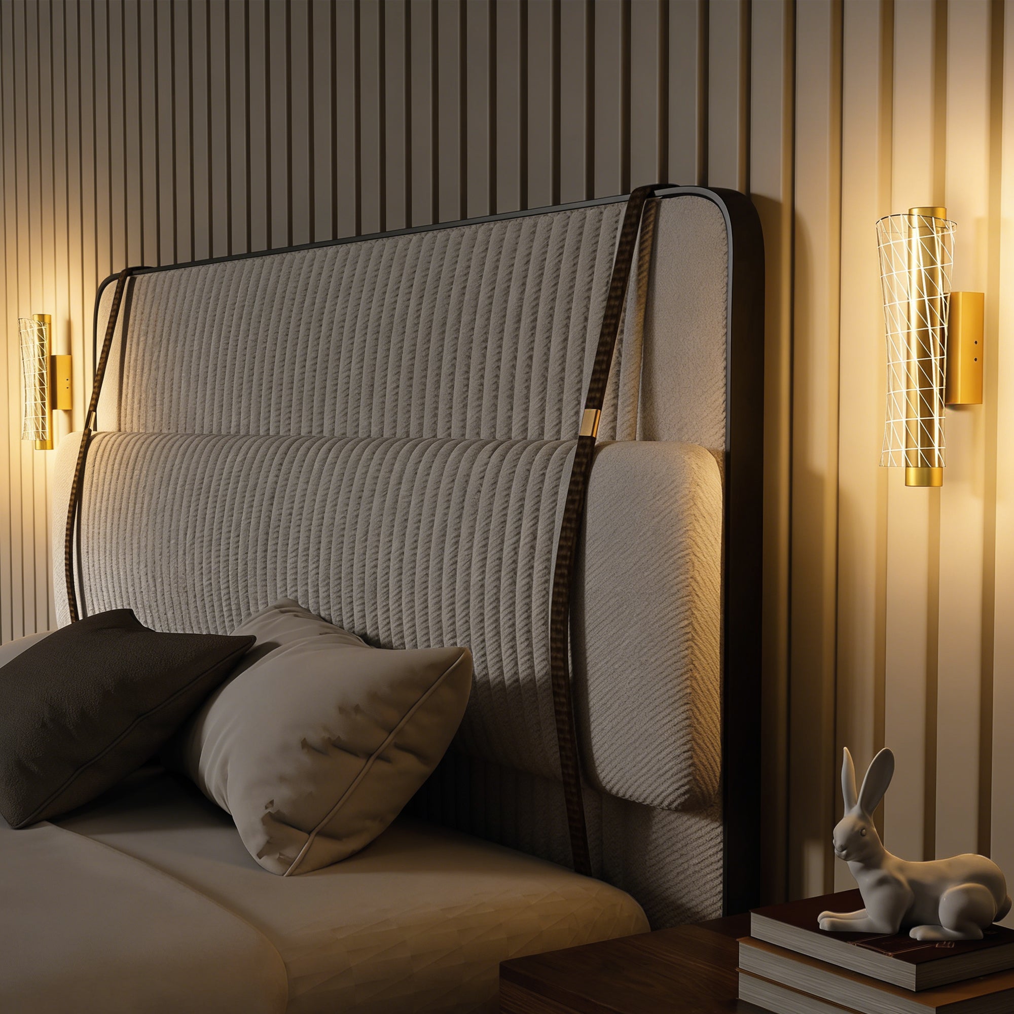HOMCOM Led Wall Lamp 2 Pack, 9W Modern Indoor Geometric Mesh Wall Light, Colour Temperature Adjustable 3000K/4000K/6500K for Bedroom, Living Room, Hallway, Stairs, Gold Tone
