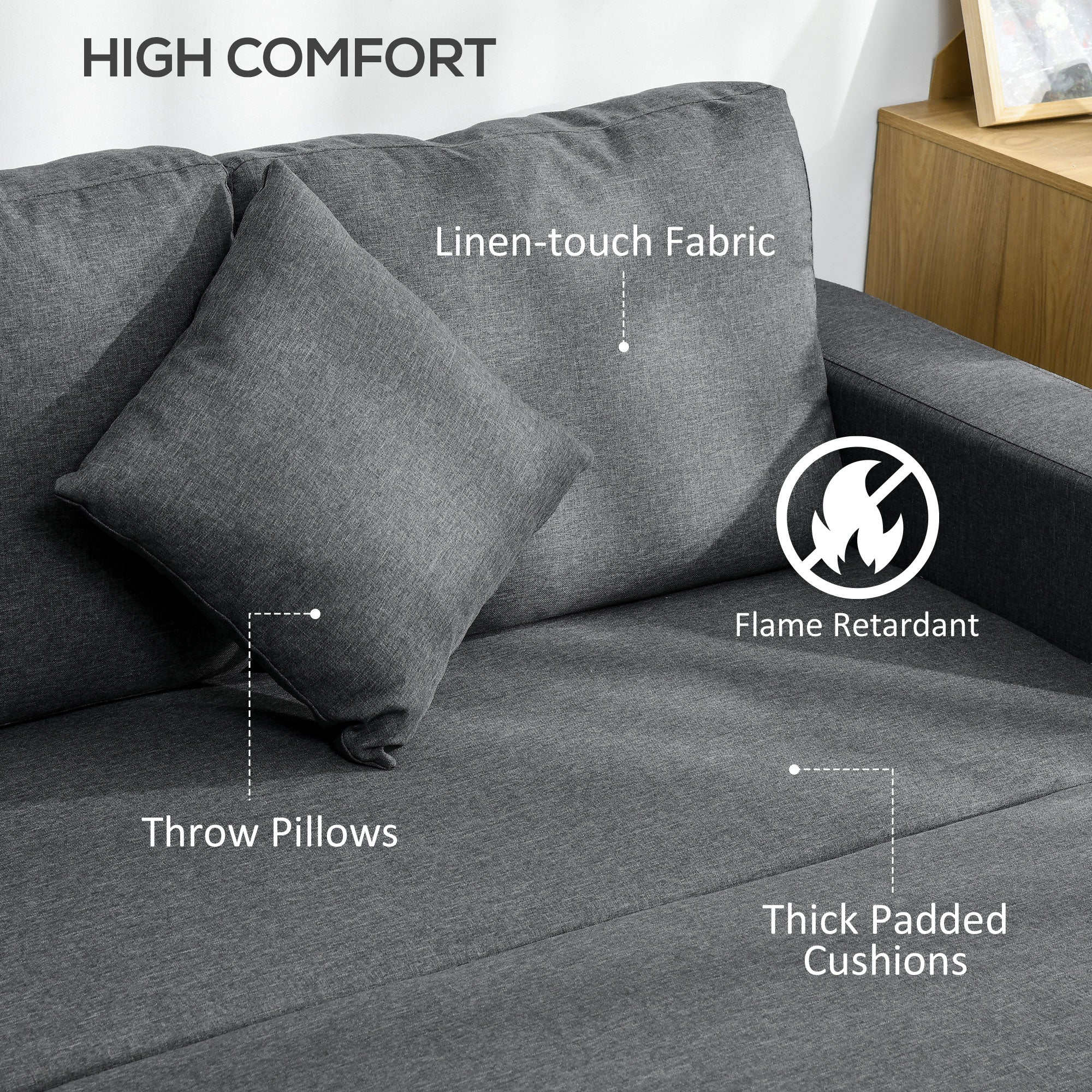 HOMCOM Corner Sofa Bed with Storage, 3 Seater Pull Out Sofa Bed, Convertible L Shape Sofa Couch with Reversible Chaise Lounge for Living Room, Dark Grey - North Peak Garden Furniture