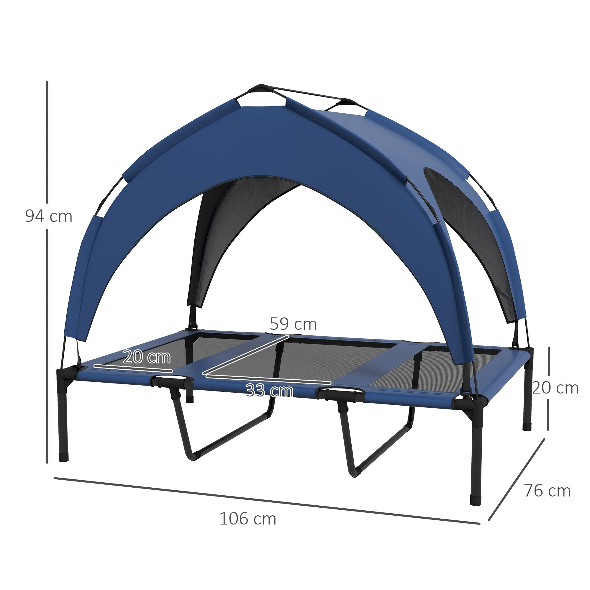 PawHut Cooling Raised Pet Bed w/ Washable Breathable Mesh, for Large Dogs, 106 x 76 x 94cm - Dark Blue - North Peak Garden Furniture