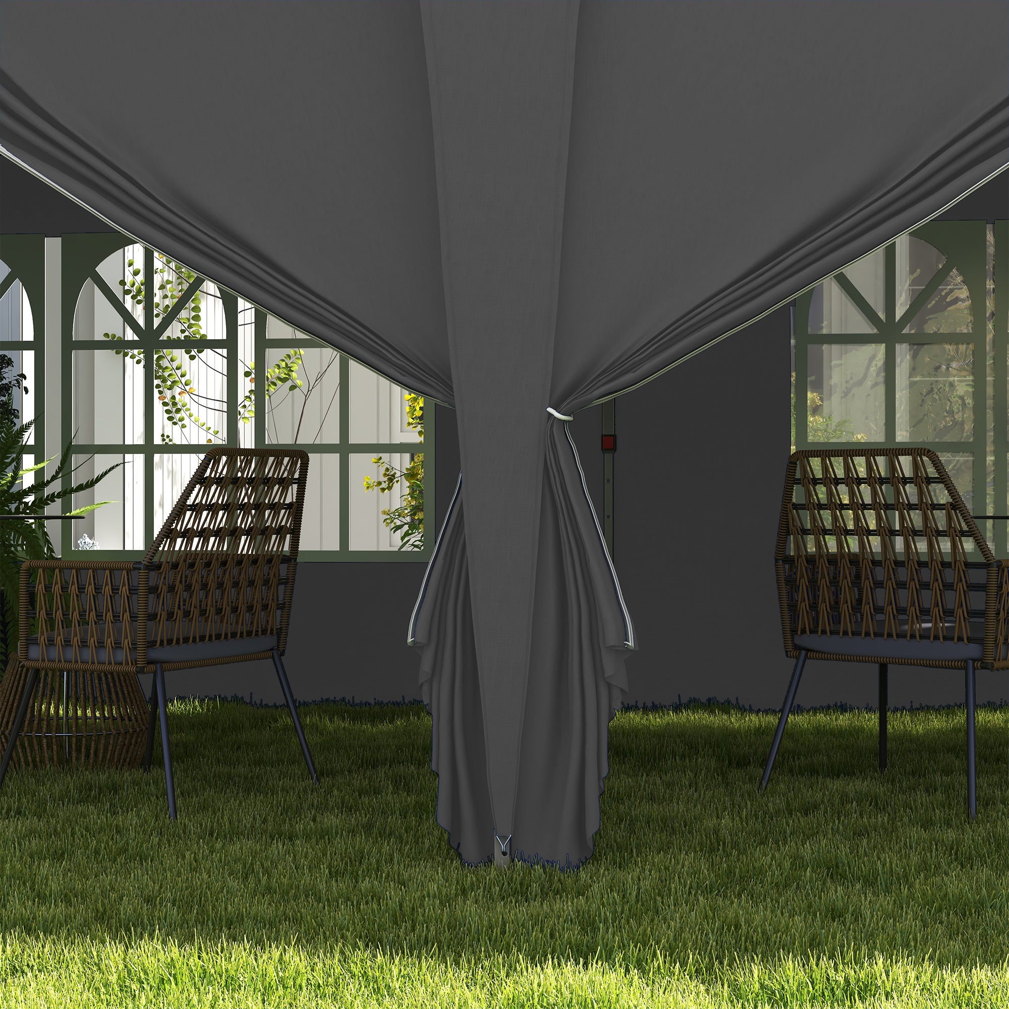 Outsunny 3 x 6m Pop-Up Gazebo, with Curtain Walls and Windows - Grey - North Peak Garden Furniture