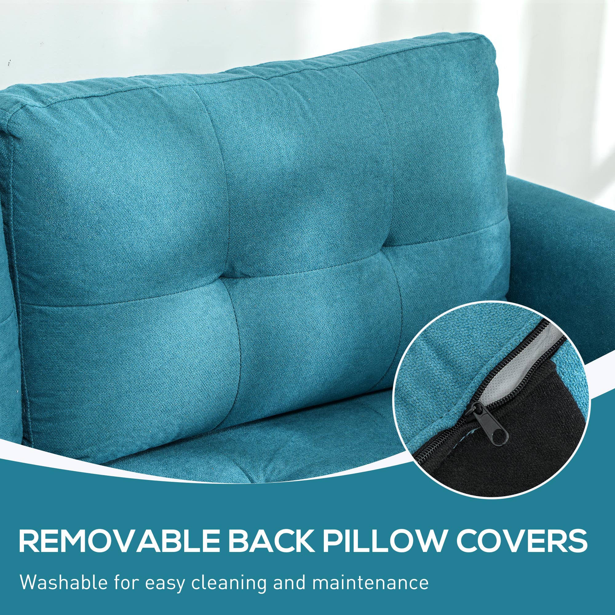 HOMCOM 'L' Shape Modular Sofa, with Storage - Light Blue - North Peak Garden Furniture