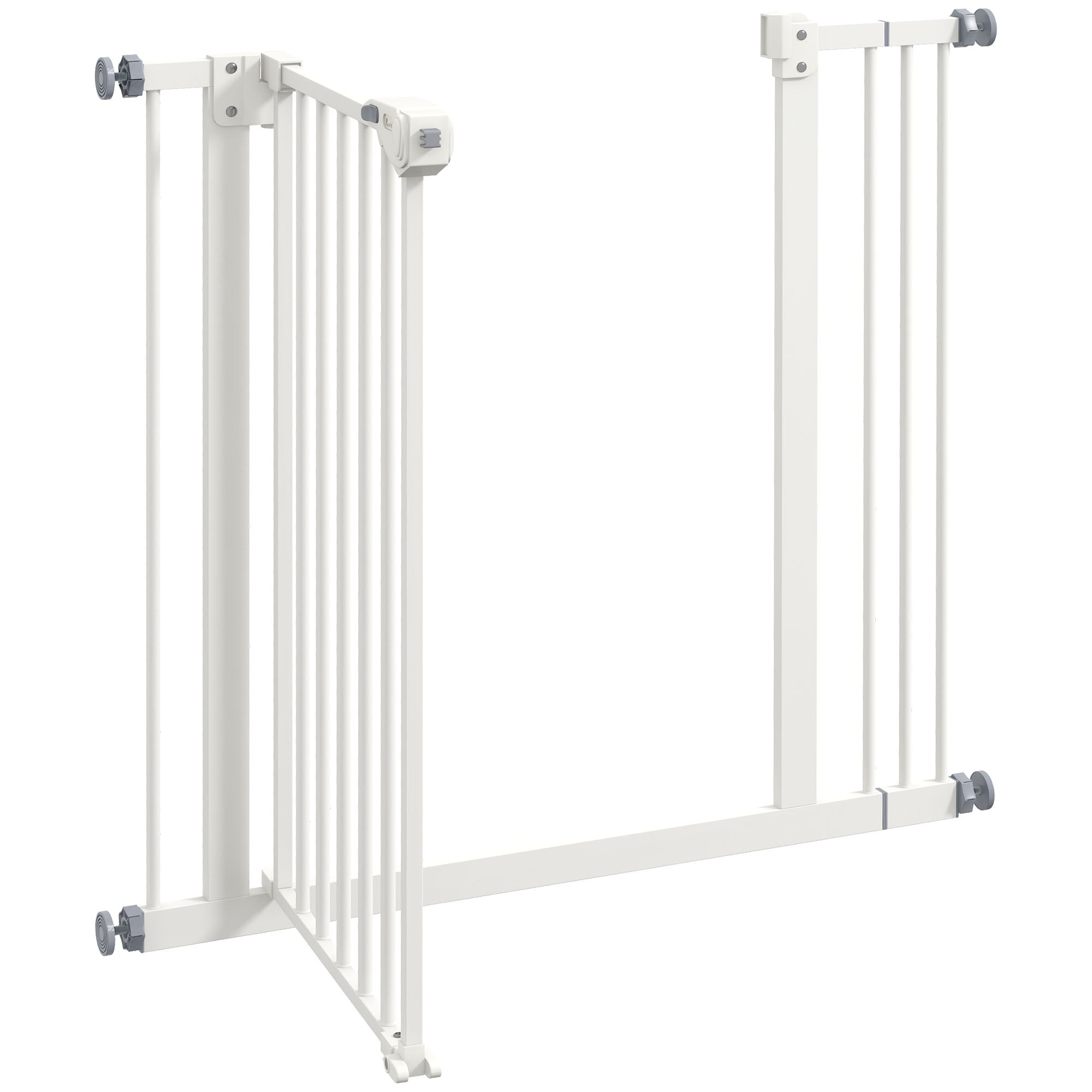 PawHut Metal 74-87cm Wide Adjustable Dog Gate White