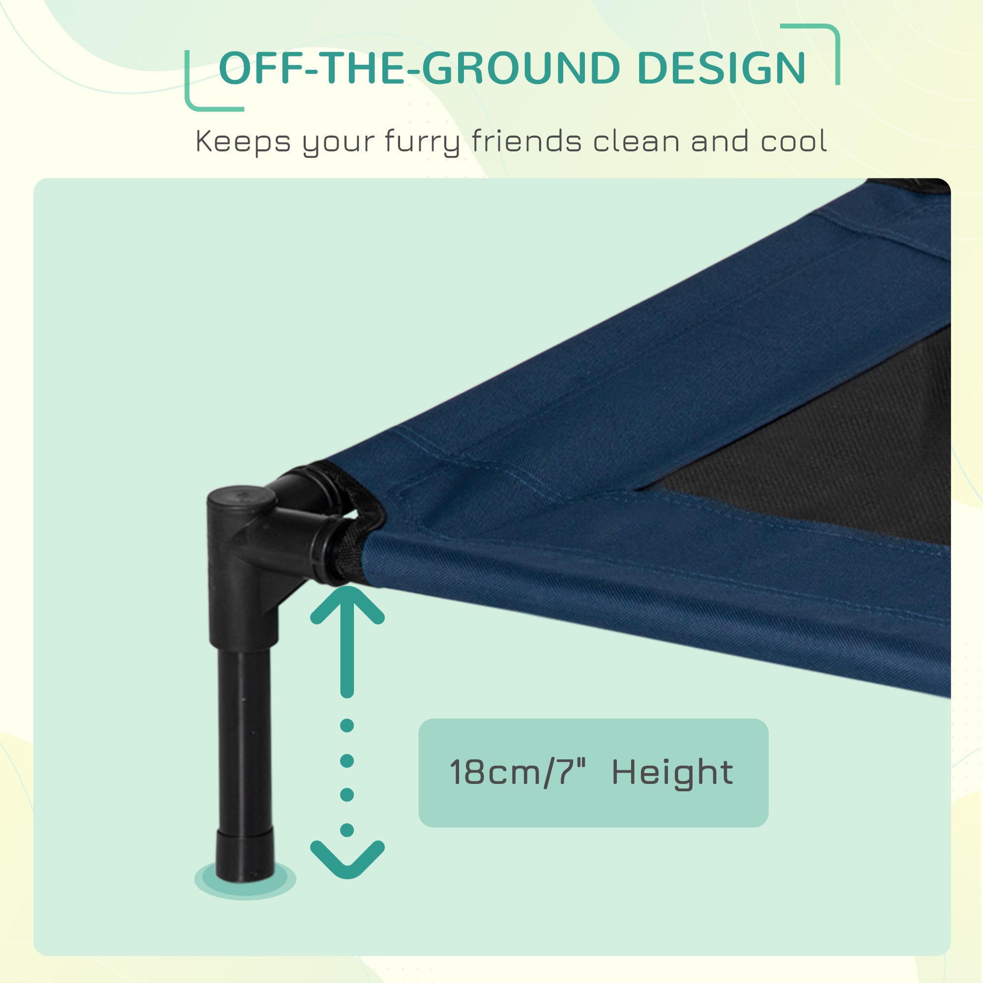PawHut Raised Dog Bed Cat Elevated Lifted Puppy Pet Elevated Cot Portable Camping Basket – Blue (Medium) - North Peak Garden Furniture
