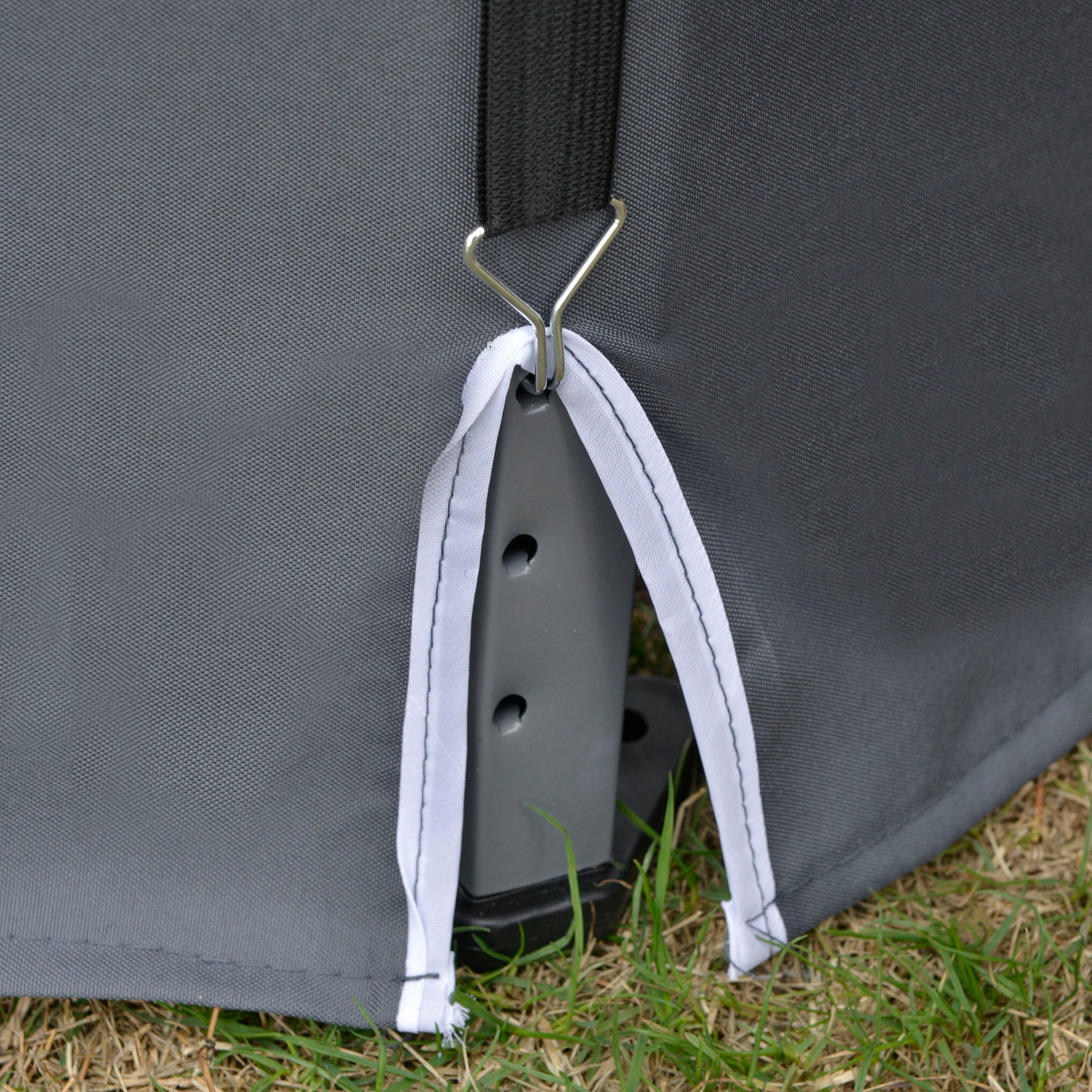 Outsunny 3.2m Pop Up Gazebo Hexagonal Canopy Tent Outdoor Sun Protection with Mesh Sidewalls, Handy Bag, Grey - North Peak Garden Furniture