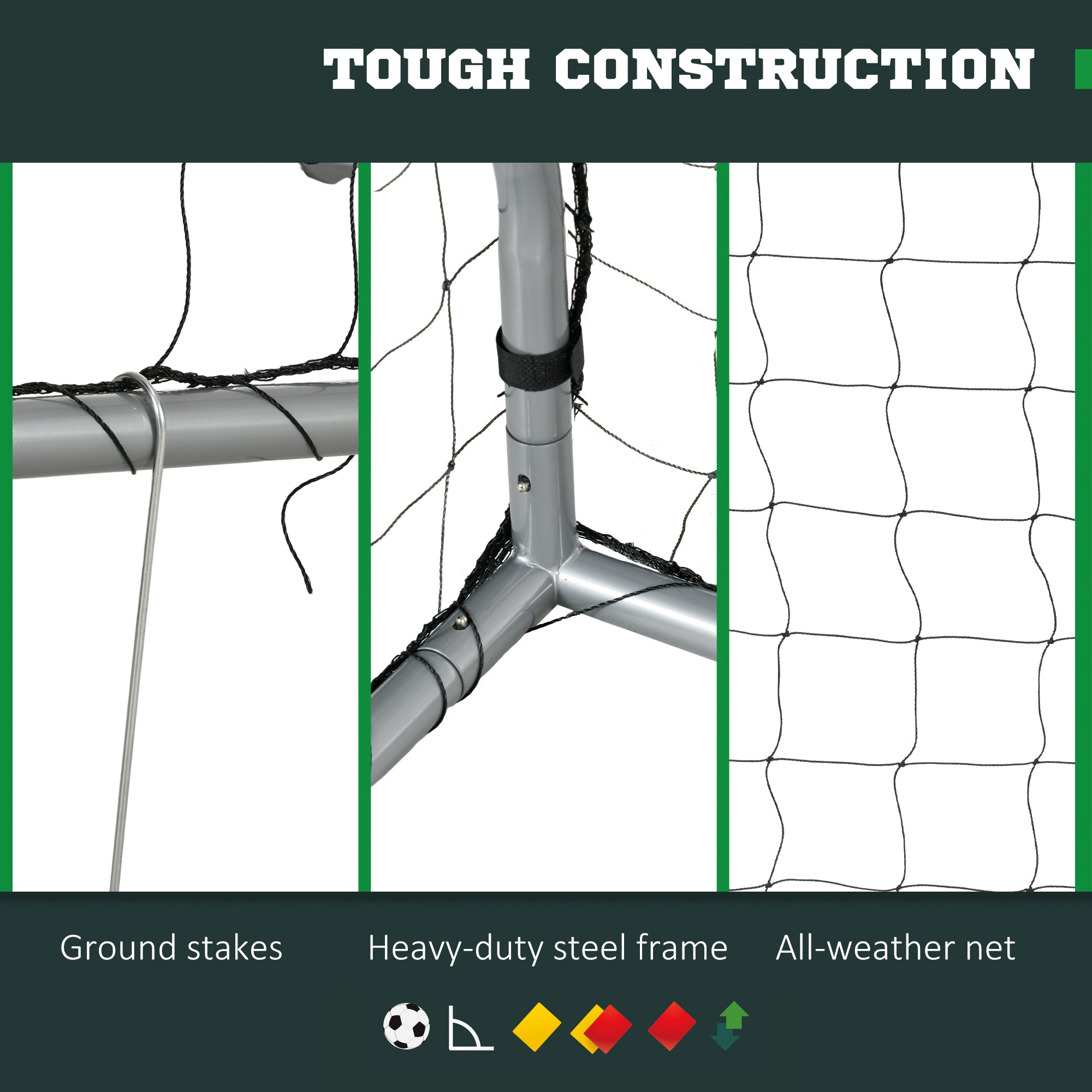 SPORTNOW 6ft x 4ft Football Goal, Set of 2 Football Net for Garden, Training Goal with Ground Stakes, Steel Frame - North Peak Garden Furniture