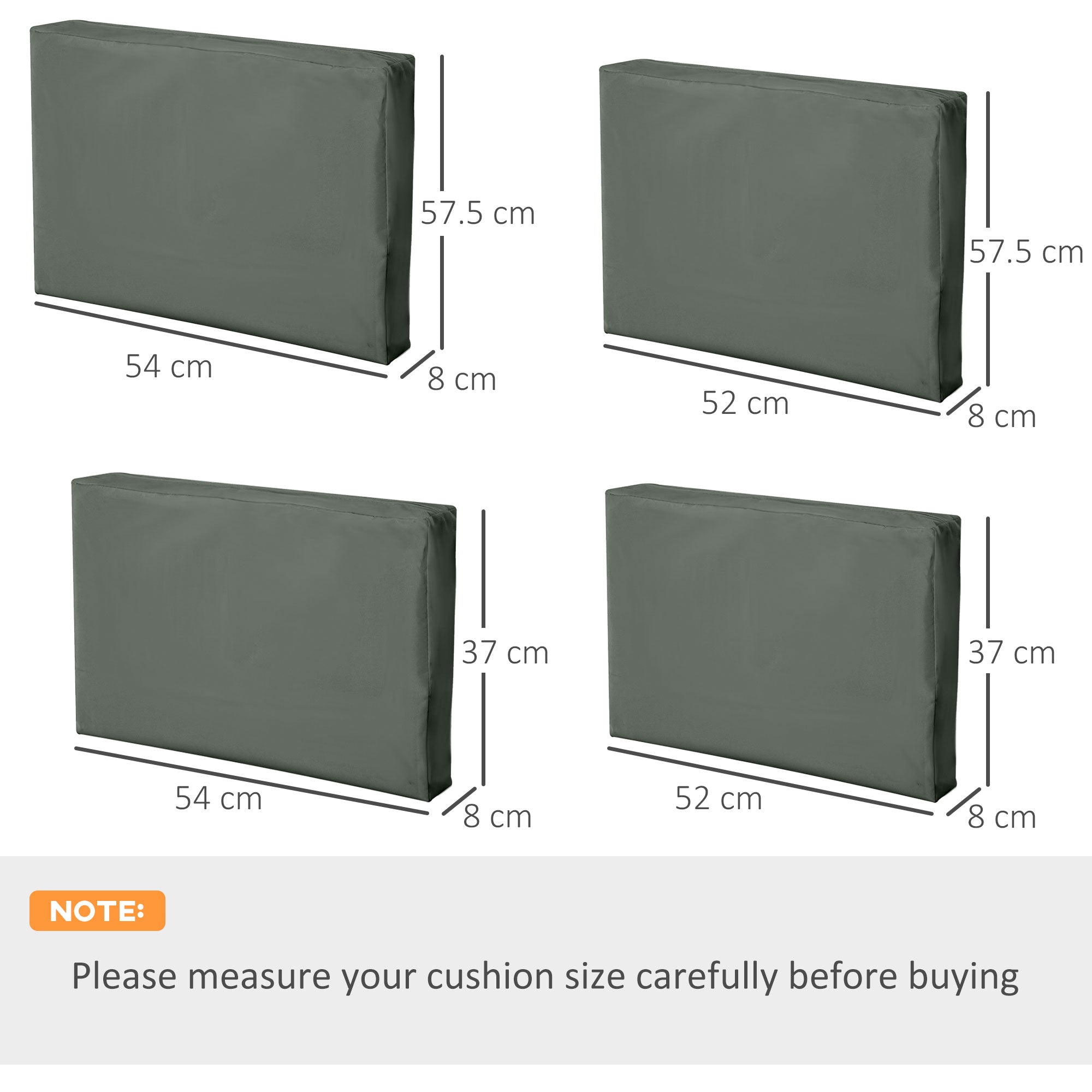 Outsunny Replacement Cushion Cover Garden Rattan Patio Furniture Seat Cover Polyester Outdoor Deep Grey- No Cushion Included - North Peak Garden Furniture