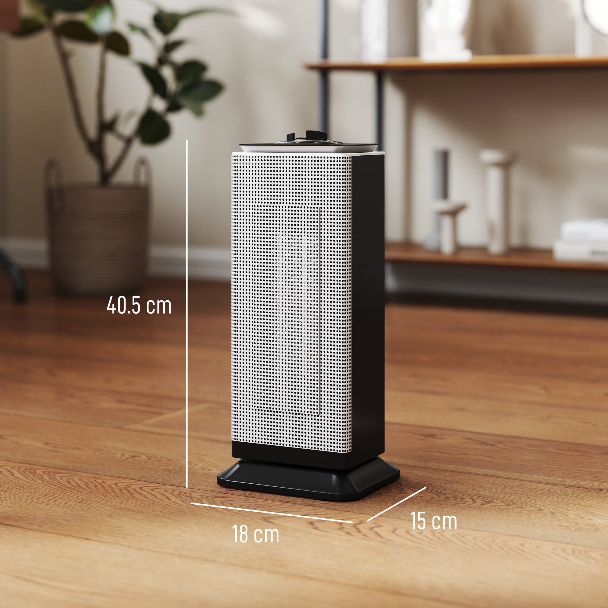 HOMCOM 2000W Ceramic Electric Heater with Fan, Oscillation - Black
