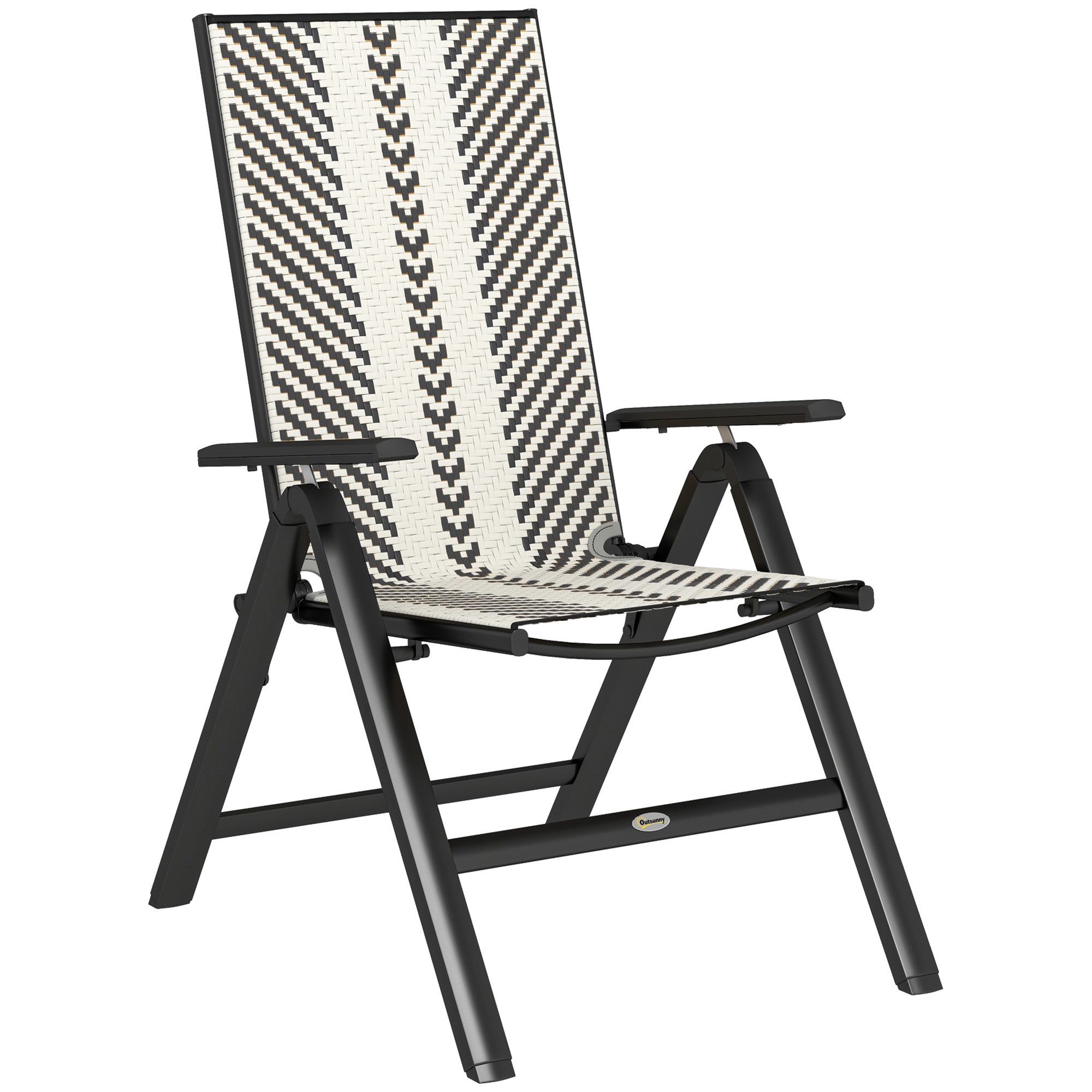Outsunny Rattan Reclining Garden Chairs - Black - North Peak Garden Furniture